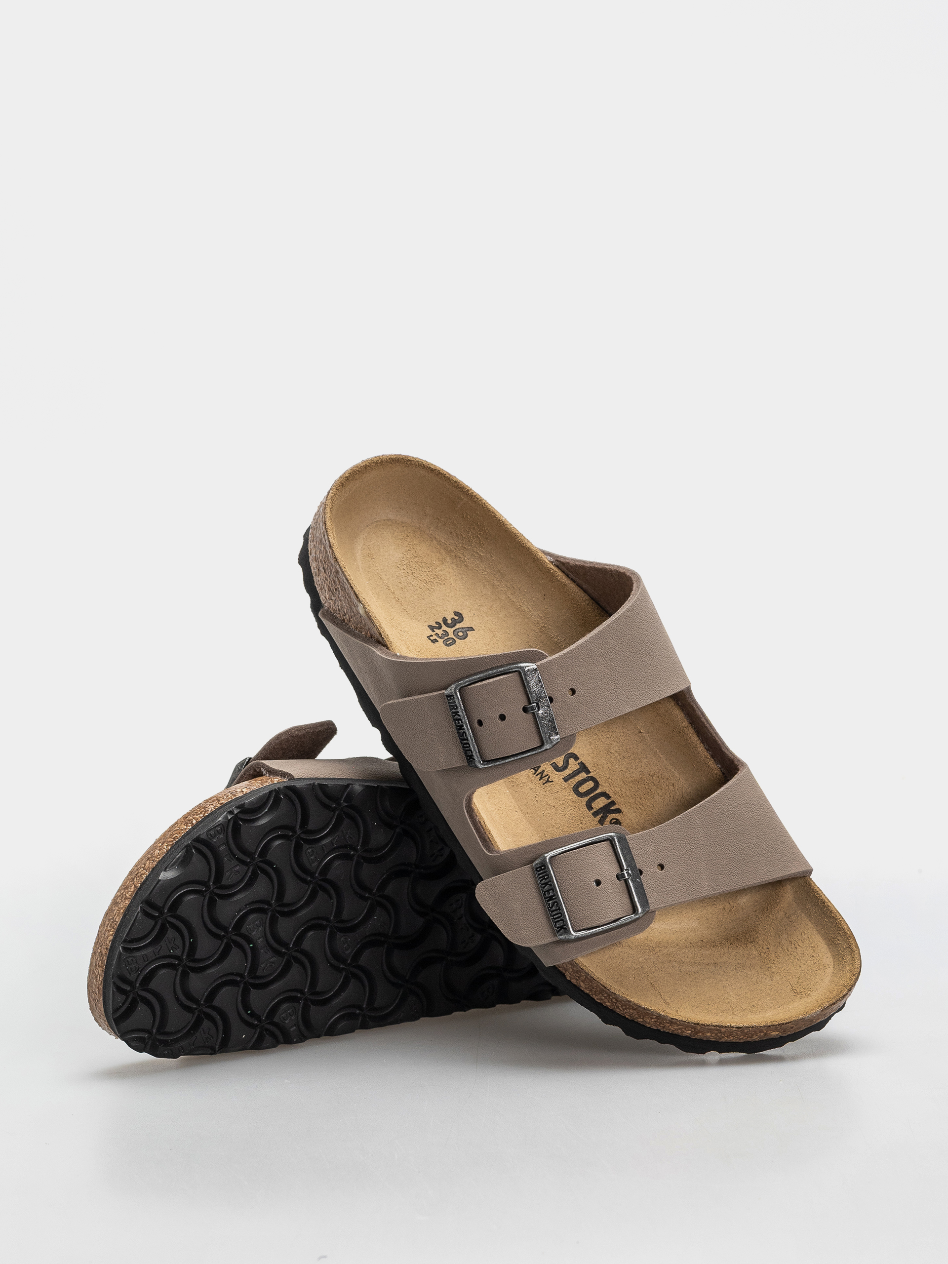 Birkenstock Arizona Birkibuc Narrow Flip Flops (gray taupe)