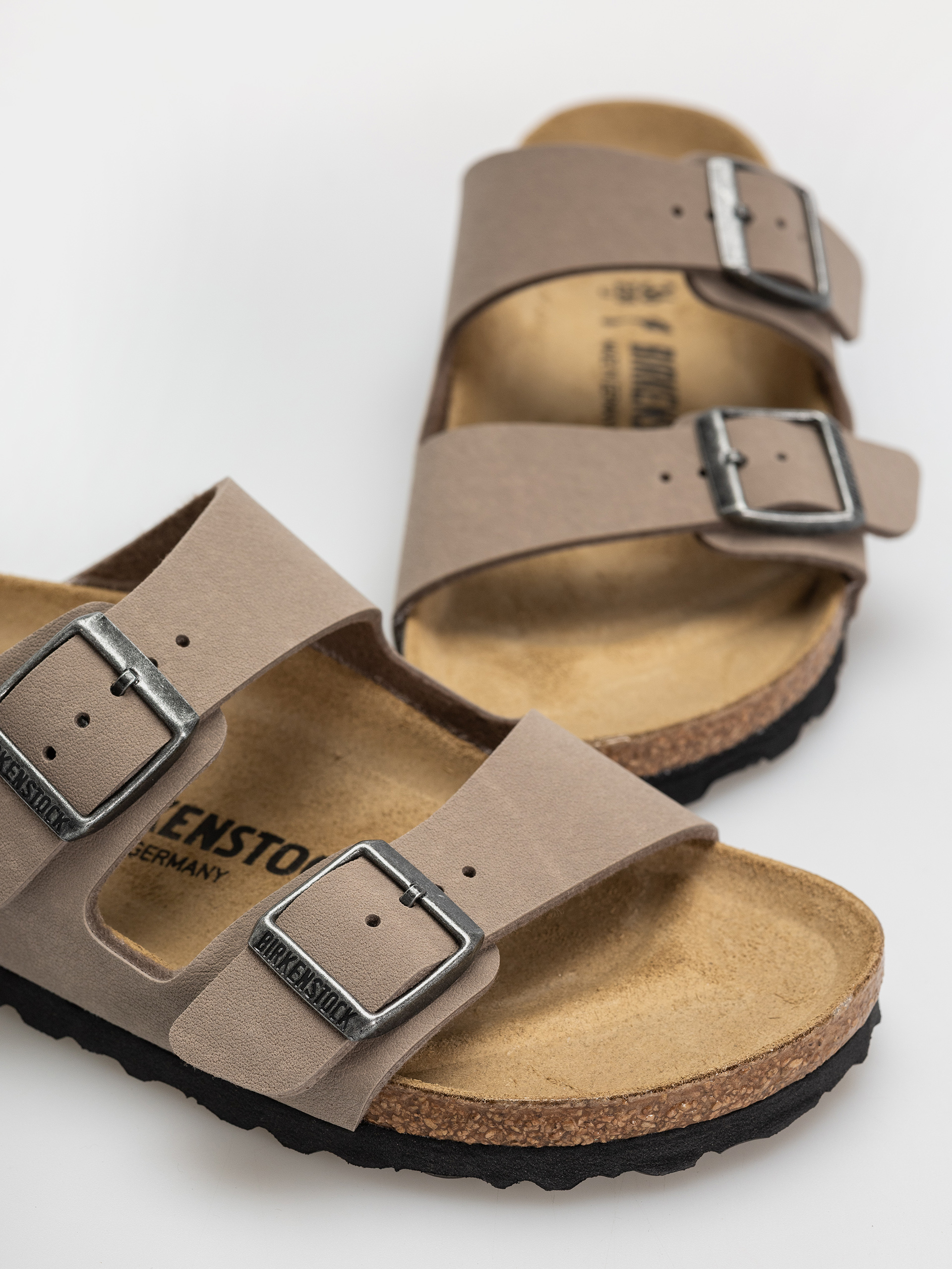 Birkenstock Arizona Birkibuc Narrow Flip Flops (gray taupe)
