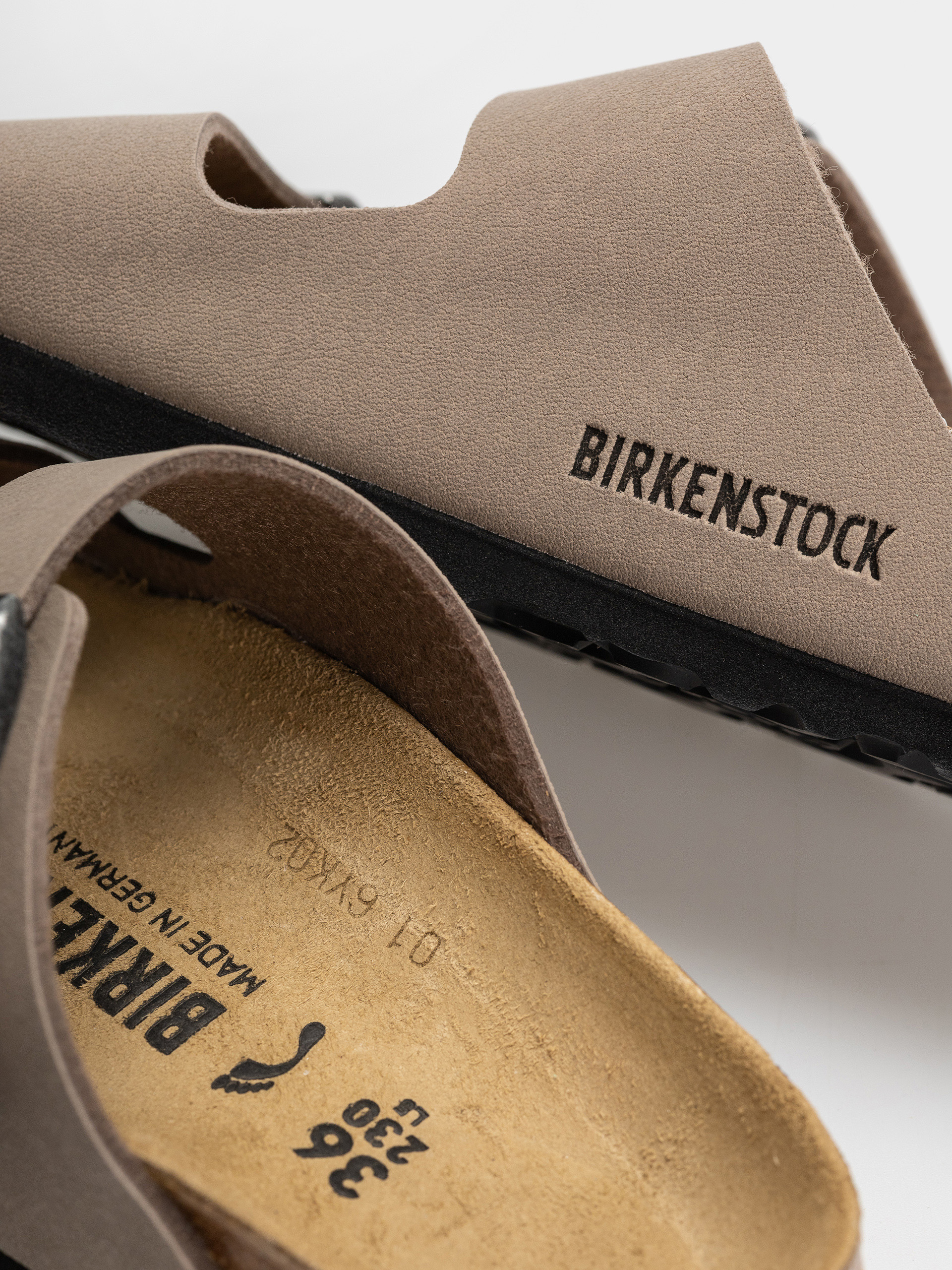 Birkenstock Arizona Birkibuc Narrow Flip Flops (gray taupe)