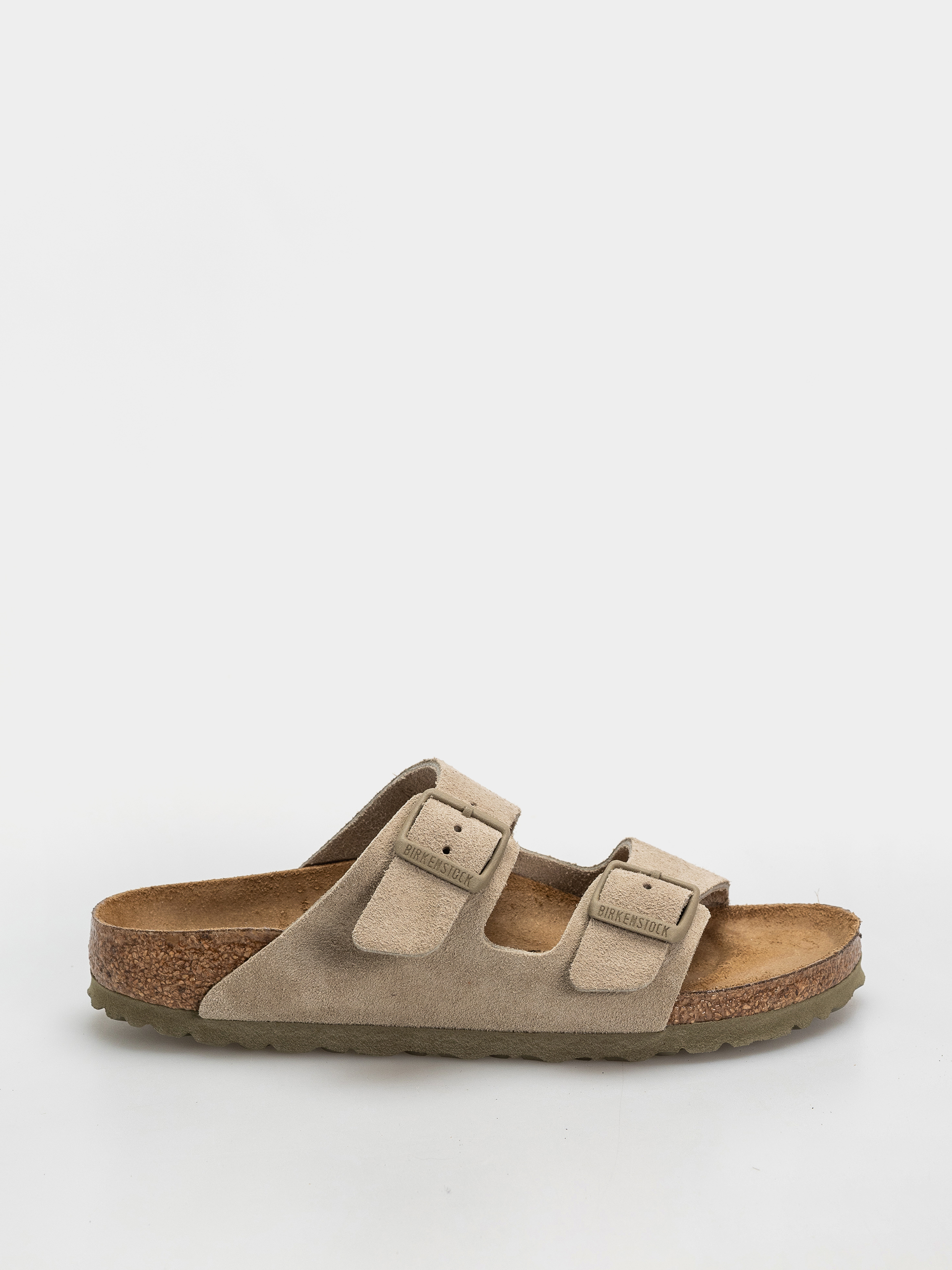 Birkenstock Arizona Suede Leather Narrow Flip-flops (faded khaki)