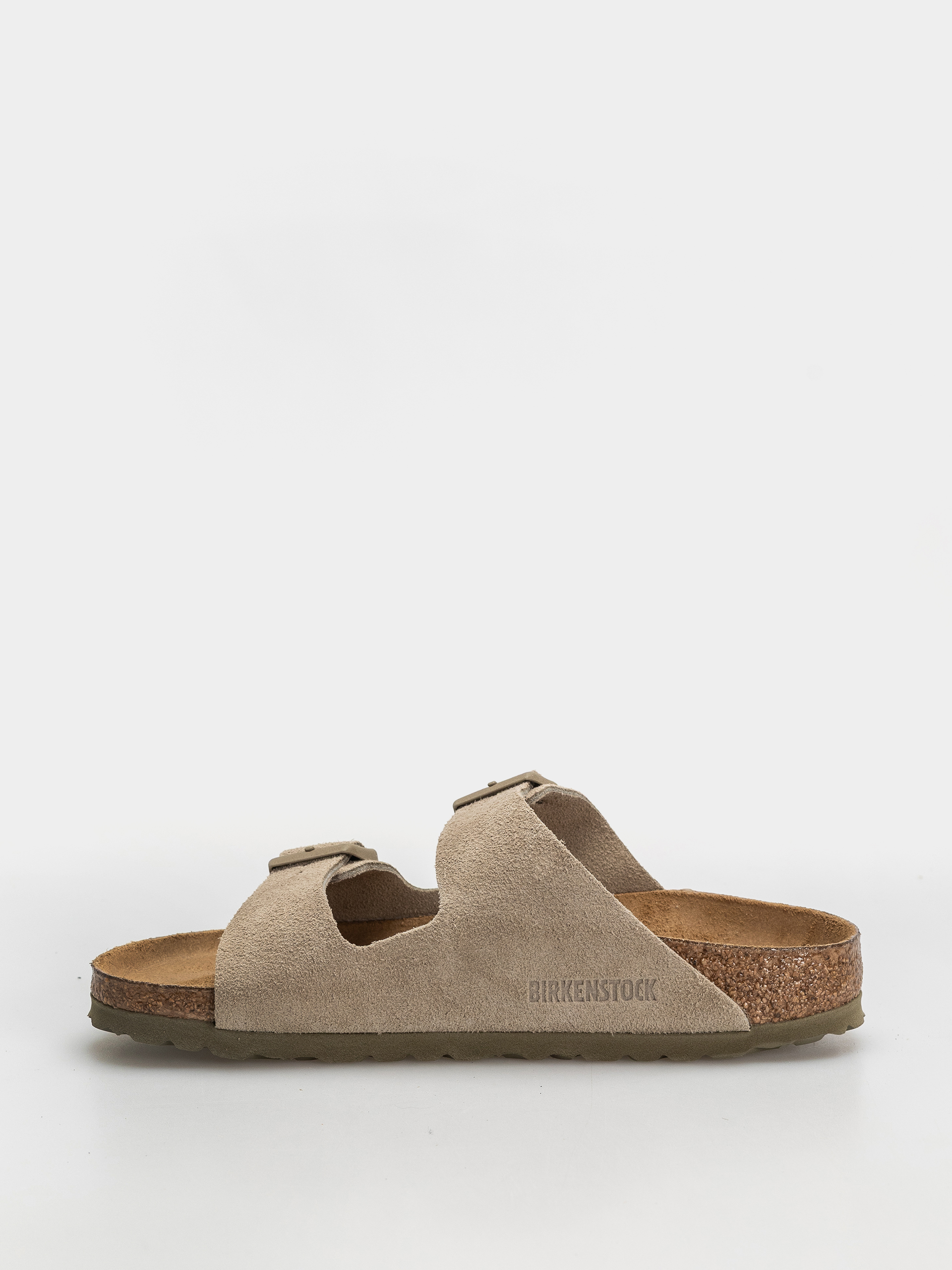 Birkenstock Arizona Suede Leather Narrow Flip-flops (faded khaki)