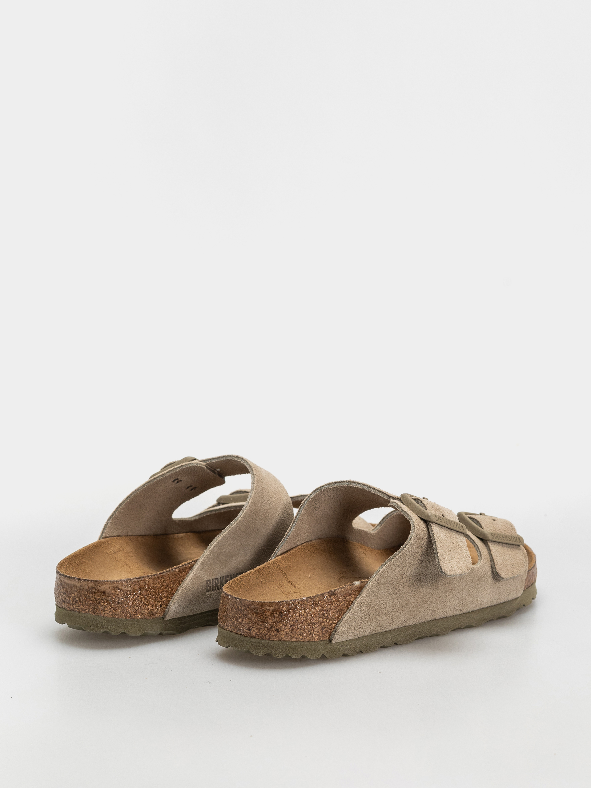 Birkenstock Arizona Suede Leather Narrow Flip Flops (faded khaki)