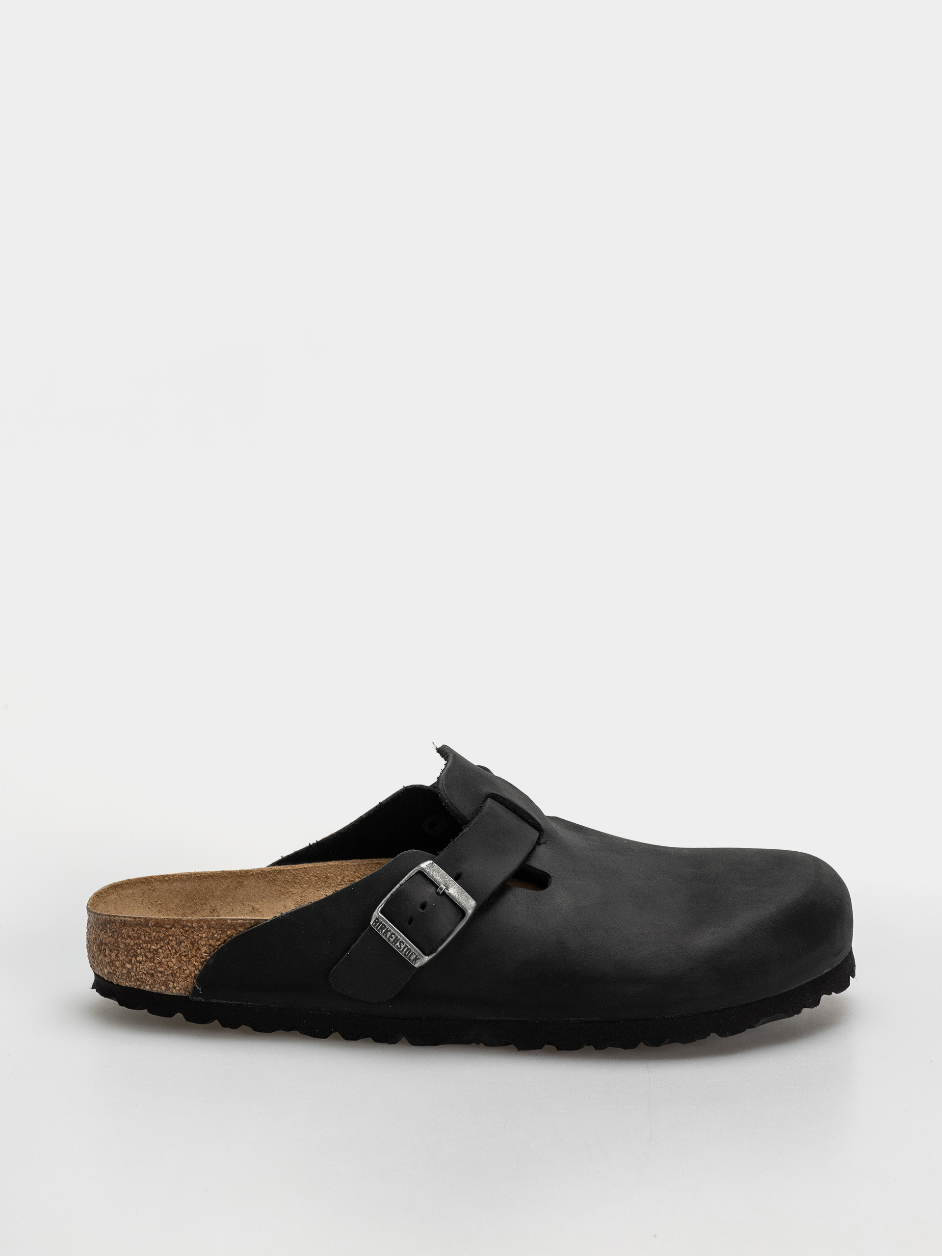 Birkenstock Boston Oiled Leather Regular Flip Flops (black)