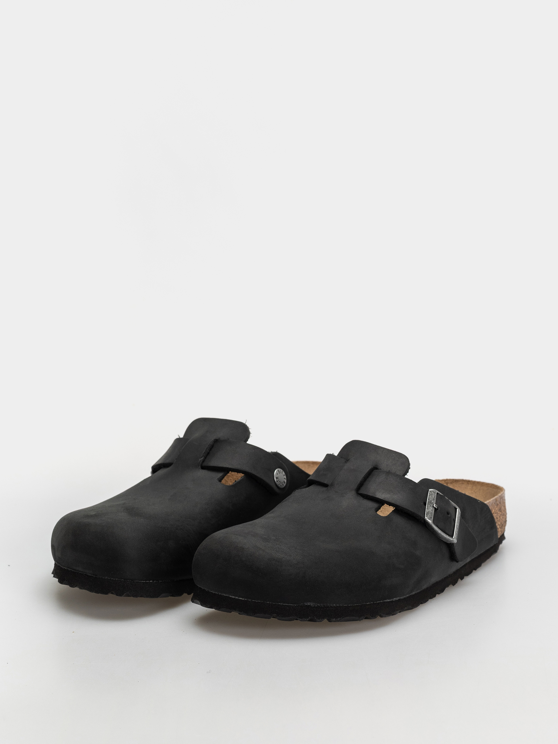 Birkenstock Boston Oiled Leather Regular Flip-flops (black)