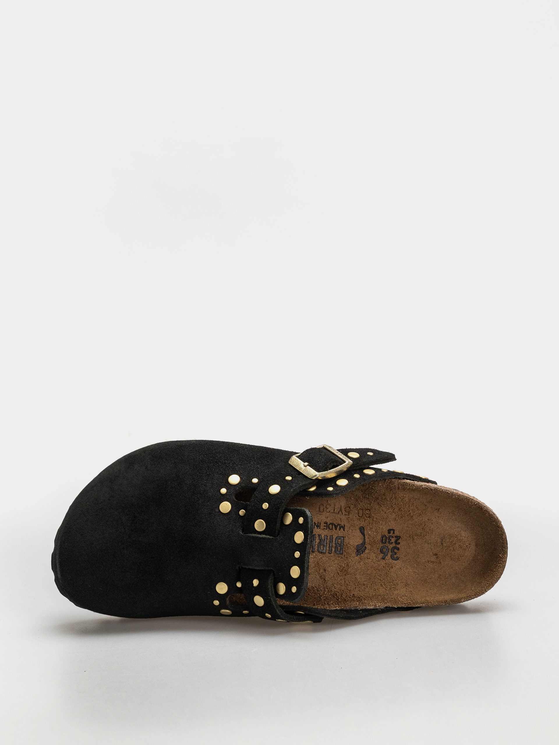 Birkenstock Boston Rivets Suede Leather Narrow Wmn Flip Flops (black)