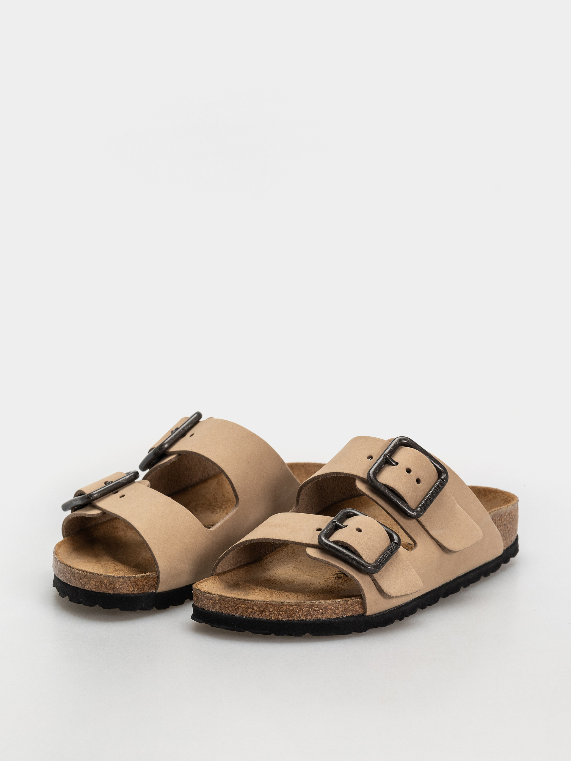 Birkenstock Arizona Wire Buckle Nubuck Leather Narrow Flip-flops (sandcastle)