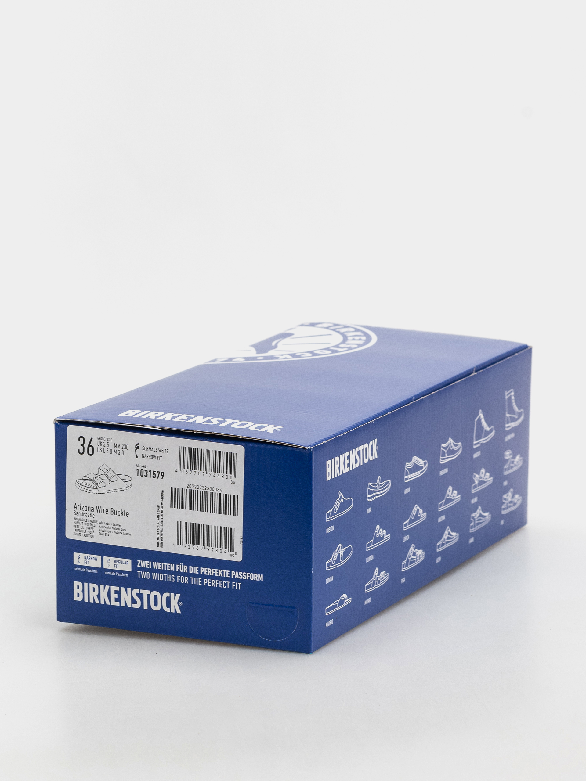 Birkenstock Arizona Wire Buckle Nubuck Leather Narrow Flip Flops (sandcastle)