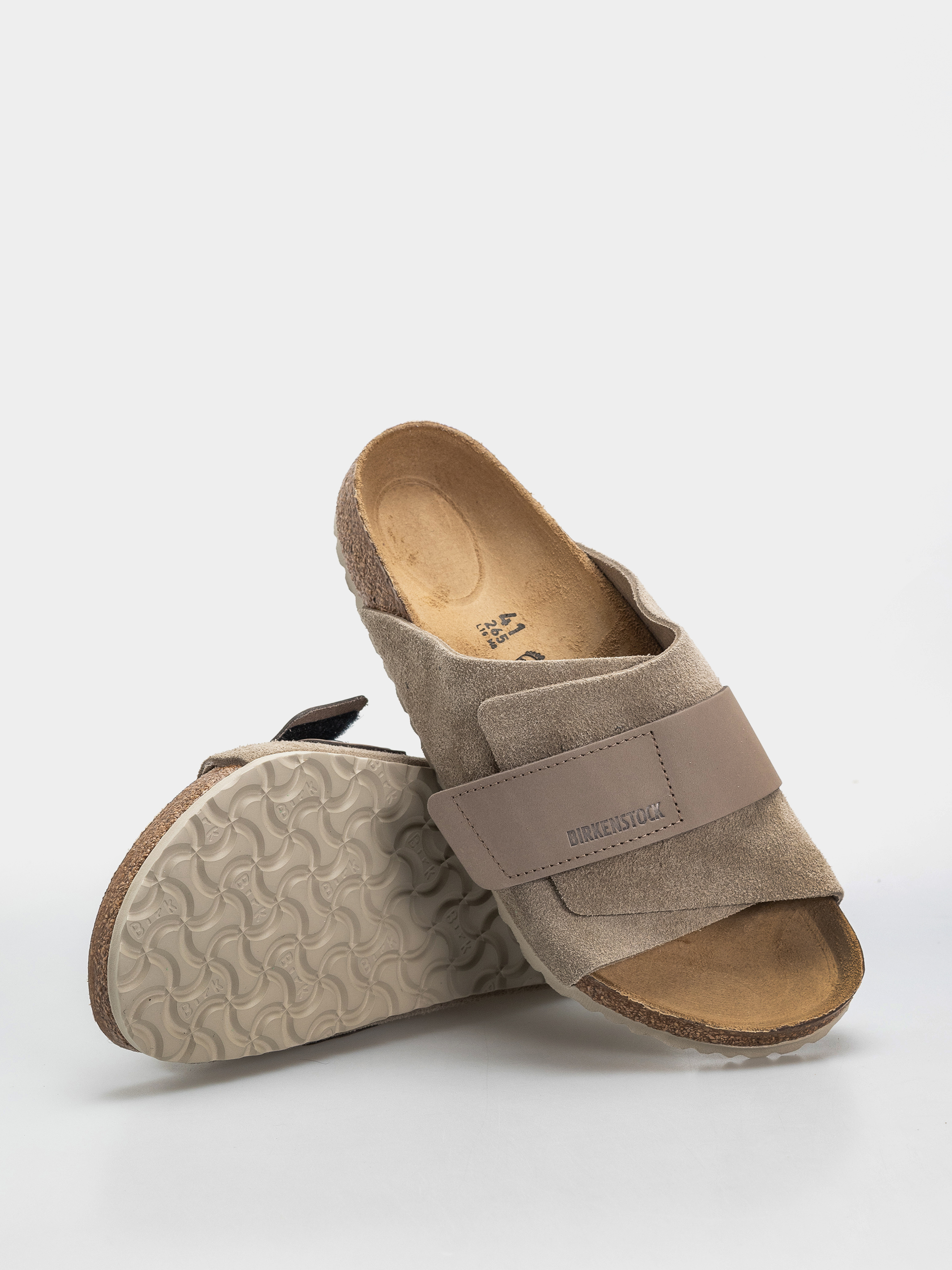 Birkenstock Kyoto Nubuck Suede Leather Regular Flip-flops (taupe)