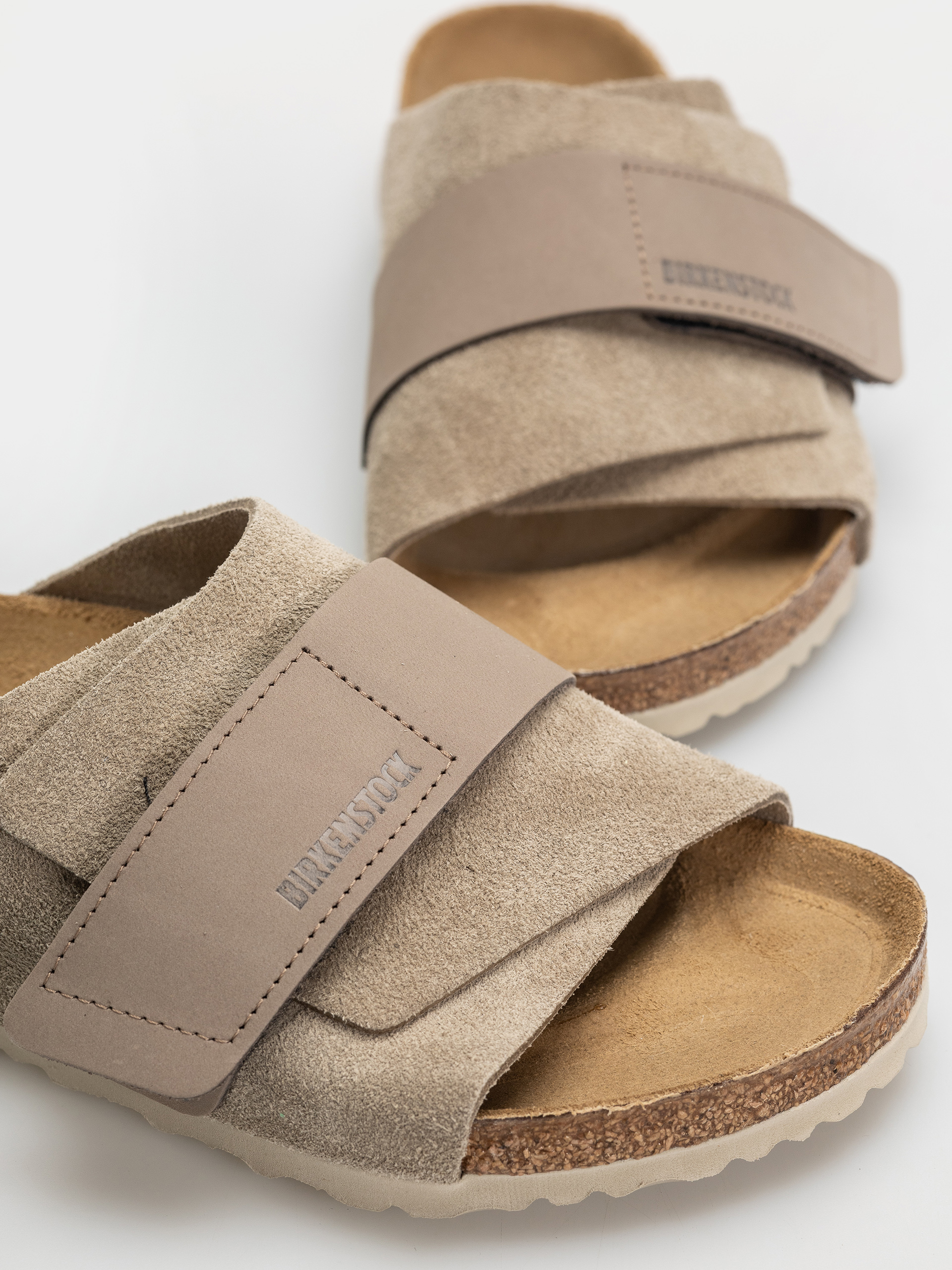 Birkenstock Kyoto Nubuck Suede Leather Regular Flip Flops (taupe)