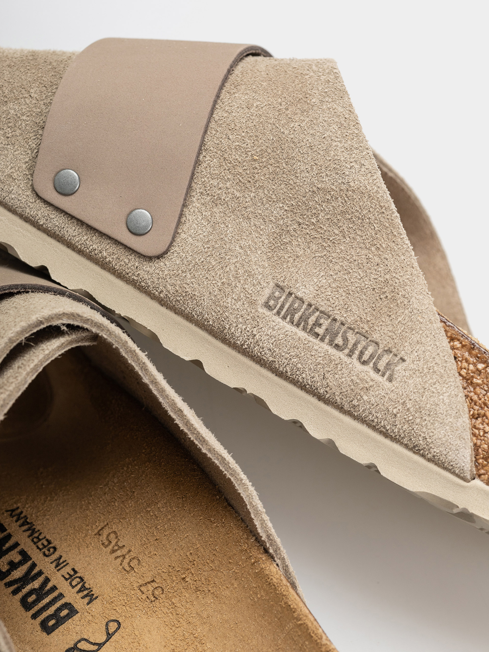 Birkenstock Kyoto Nubuck Suede Leather Regular Flip-flops (taupe)