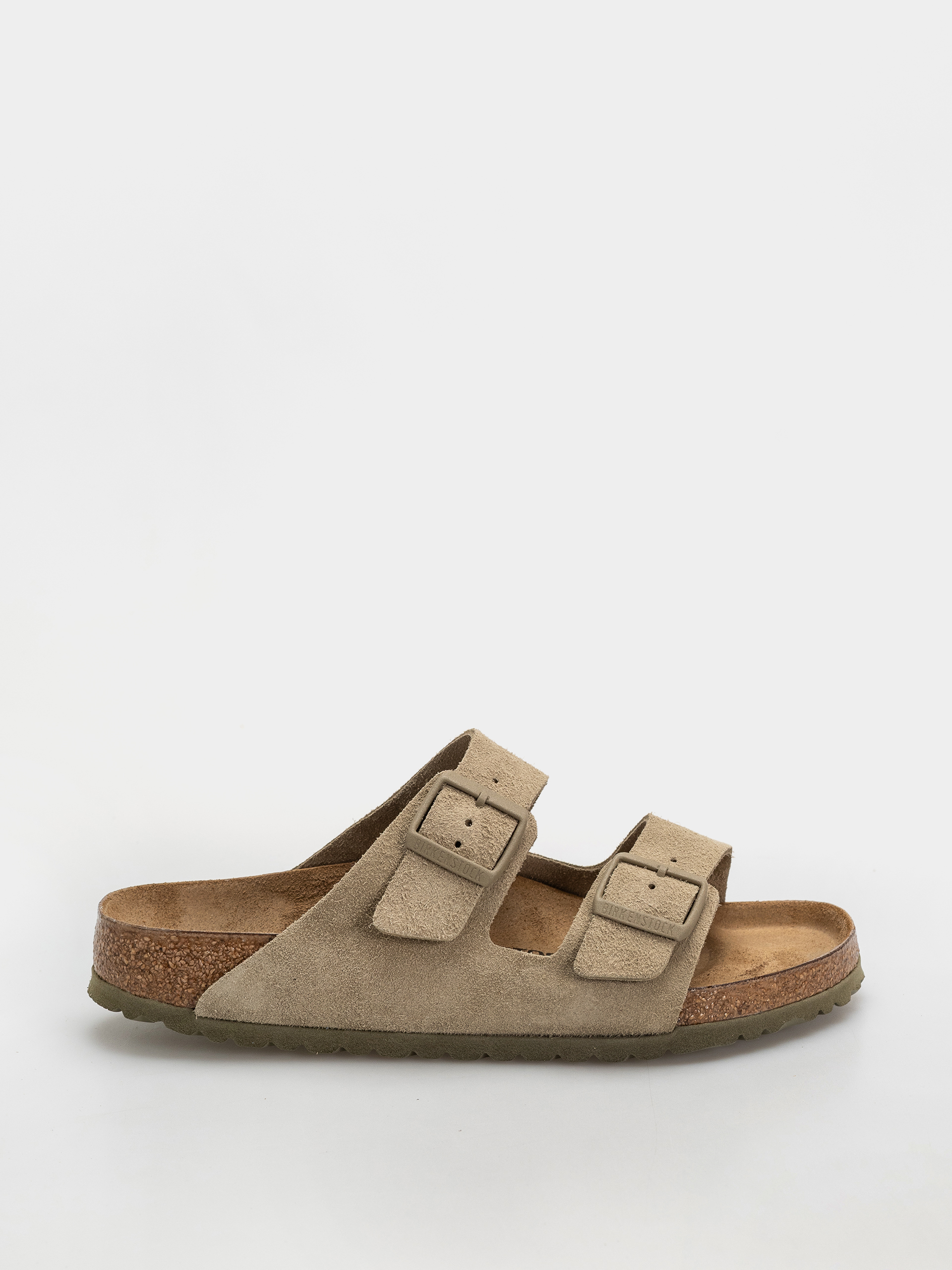 Birkenstock Arizona Suede Leather Regular Flip-flops (faded khaki)