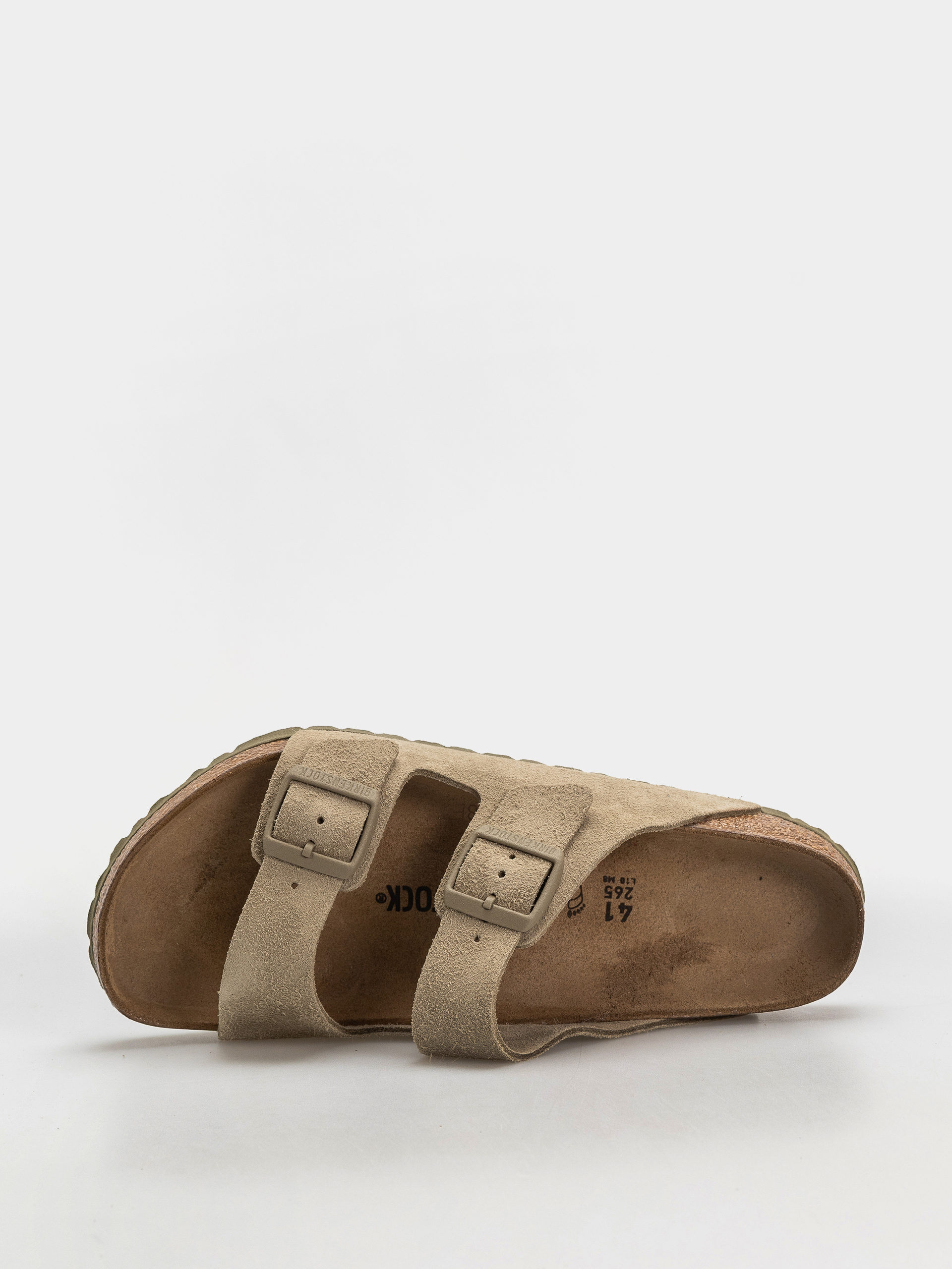 Birkenstock Arizona Suede Leather Regular Flip-flops (faded khaki)