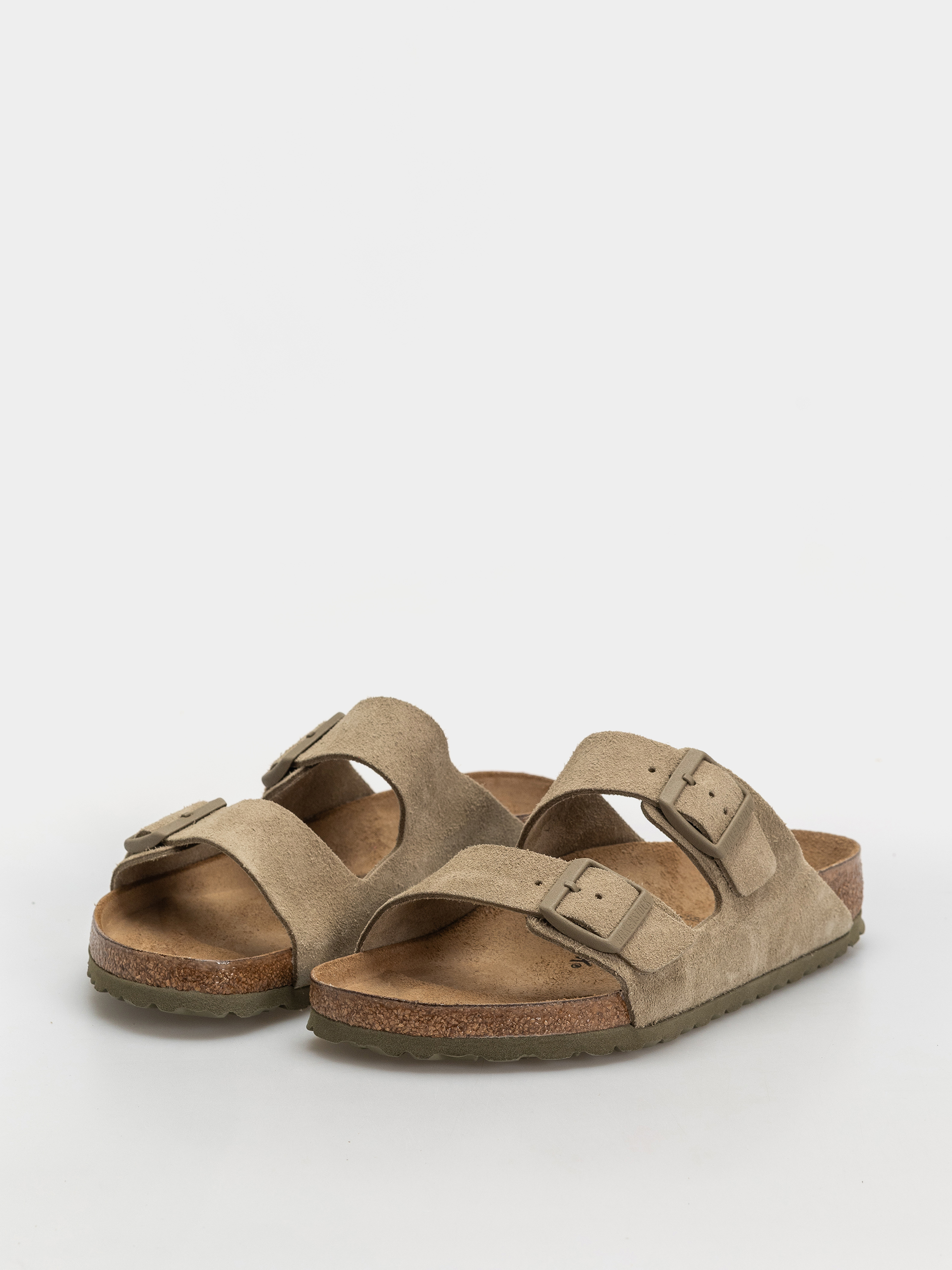 Birkenstock Arizona Suede Leather Regular Flip Flops (faded khaki)