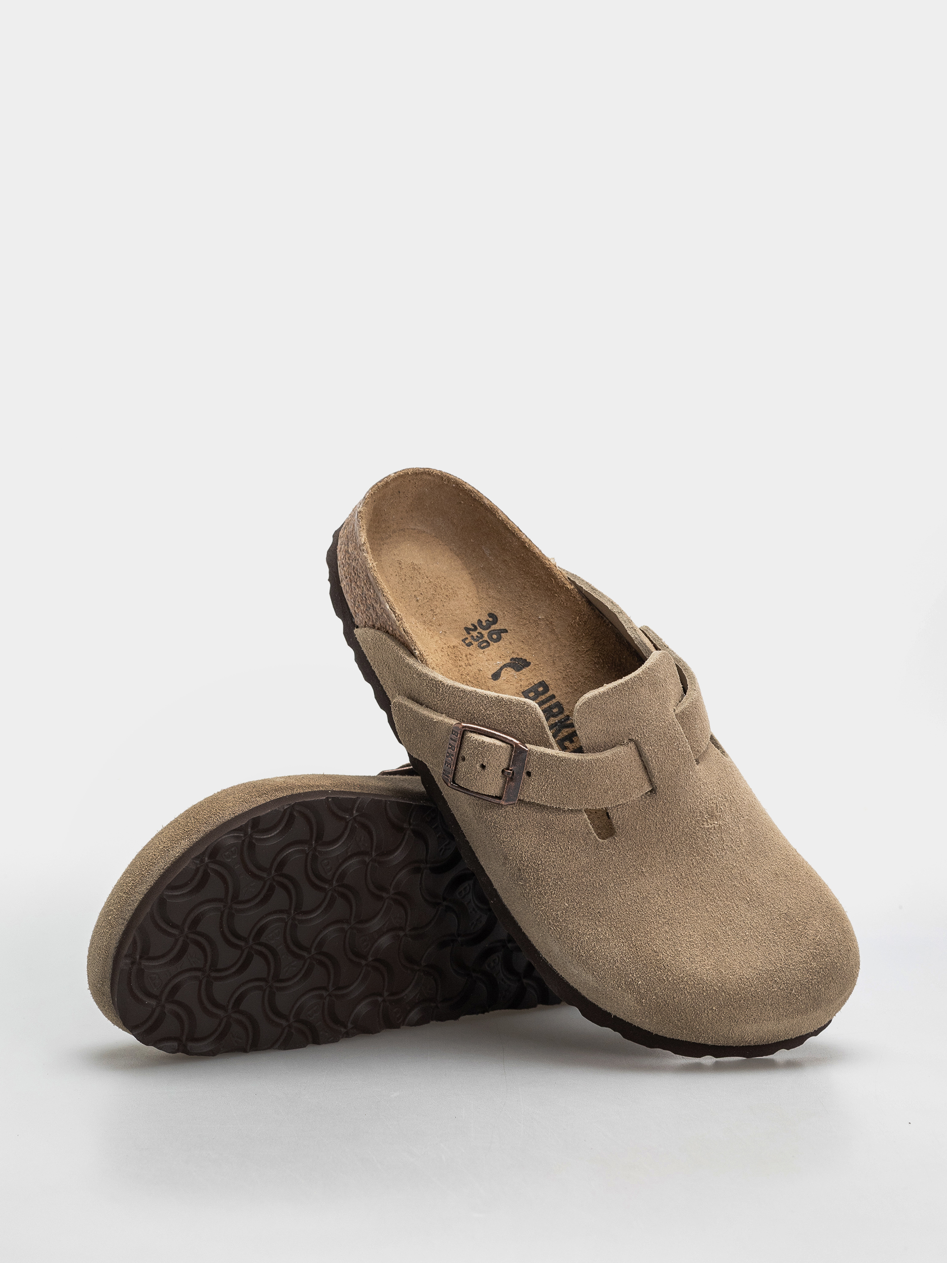 Birkenstock Boston Suede Leather Narrow Wmn Flip-flops - brown (taupe)