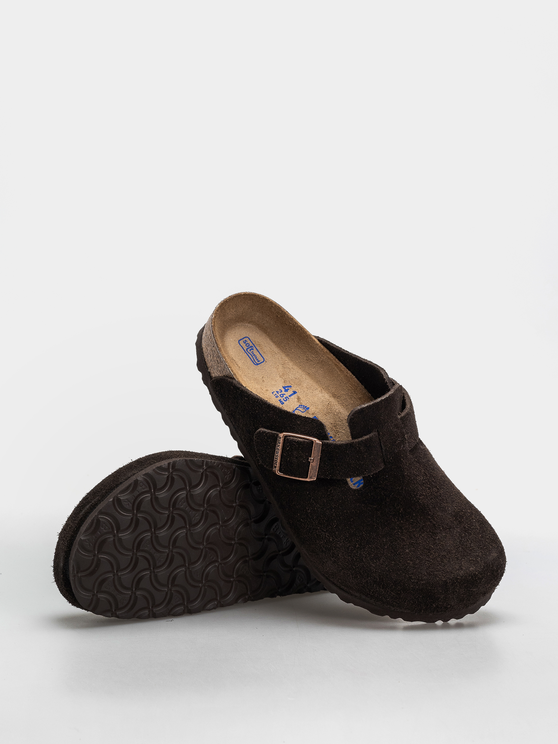 Birkenstock Boston Suede Regular Pantoletten (mocha)
