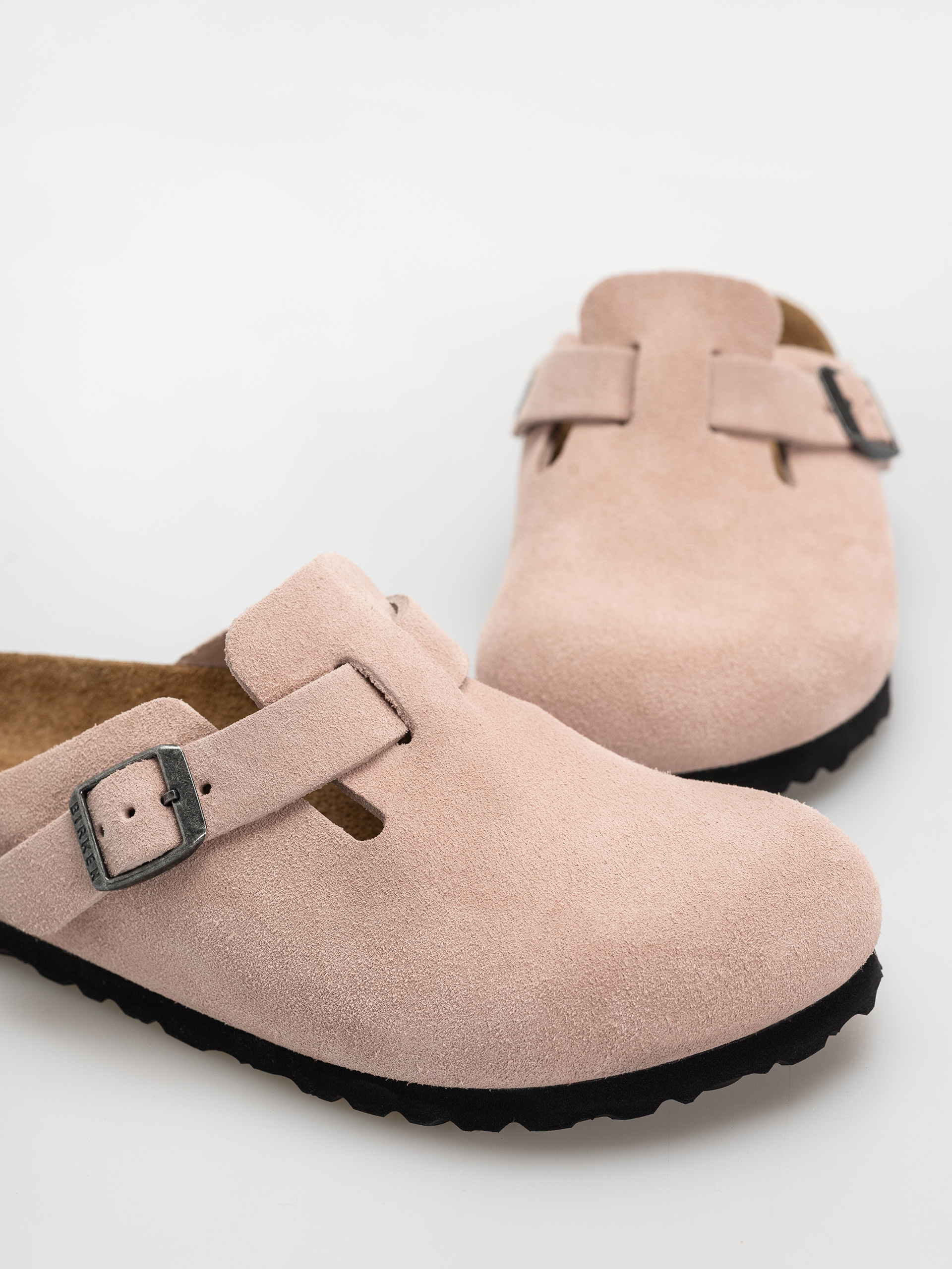 Birkenstock Boston Suede Leather Narrow Flip-flops (pink clay)