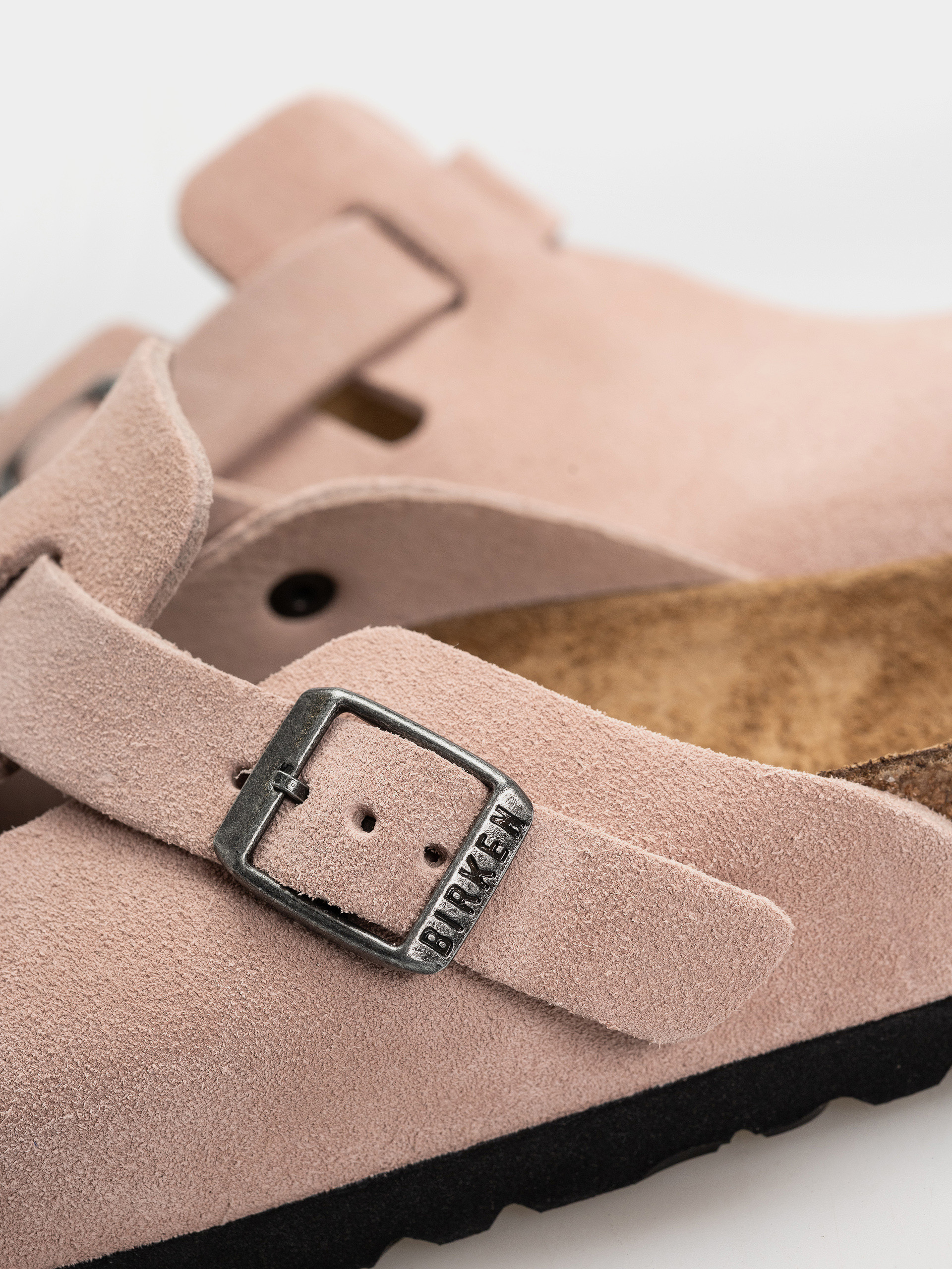 Birkenstock Boston Suede Leather Narrow Flip-flops (pink clay)