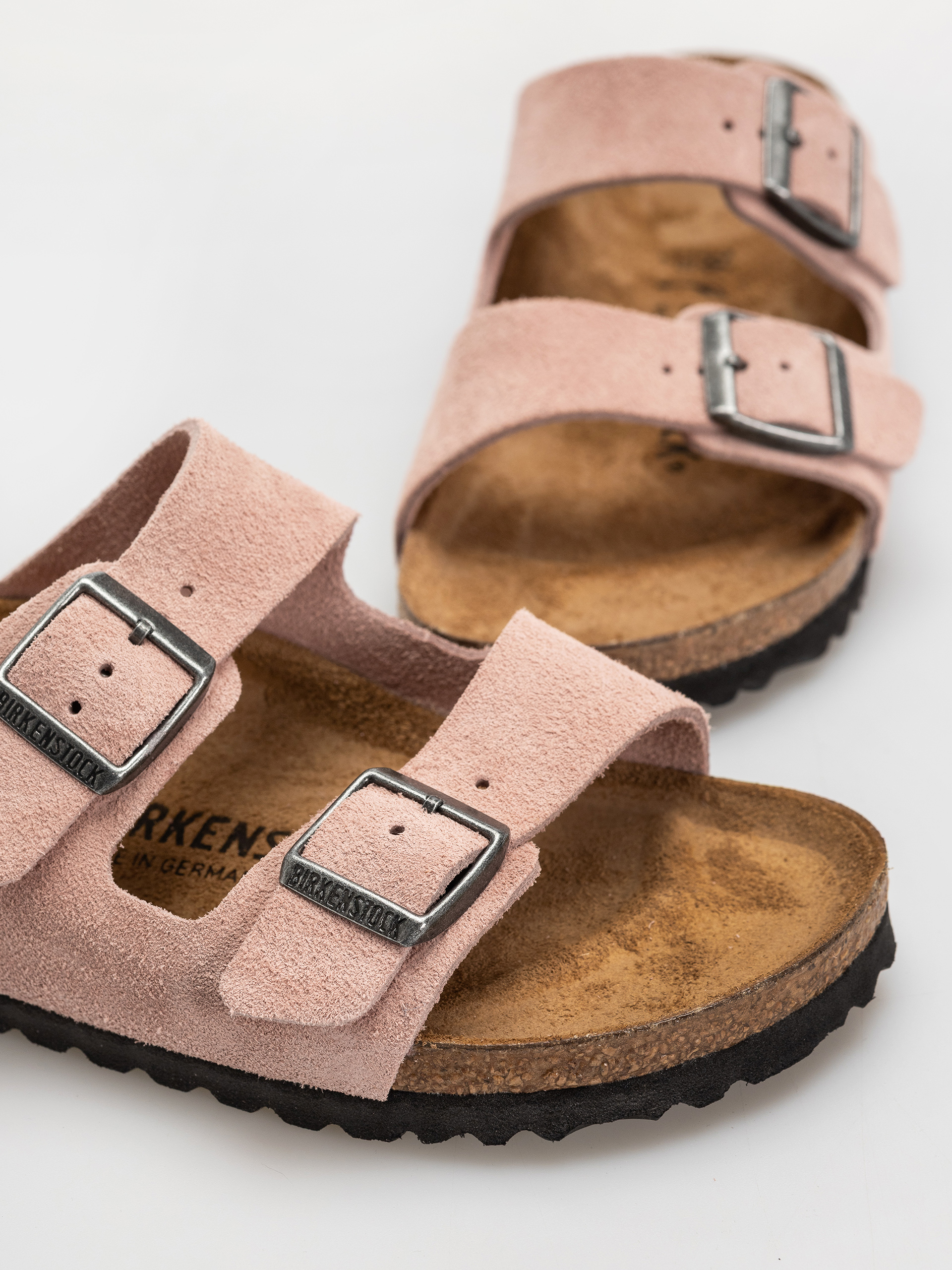 Birkenstock Arizona Suede Leather Narrow Flip-flops (pink clay)