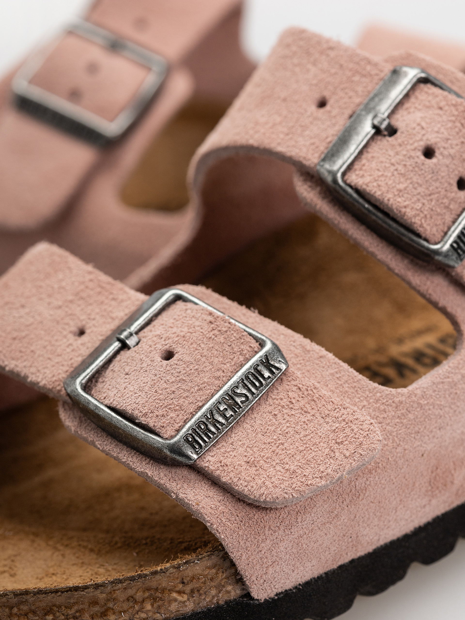 Birkenstock Arizona Suede Leather Narrow Flip-flops (pink clay)