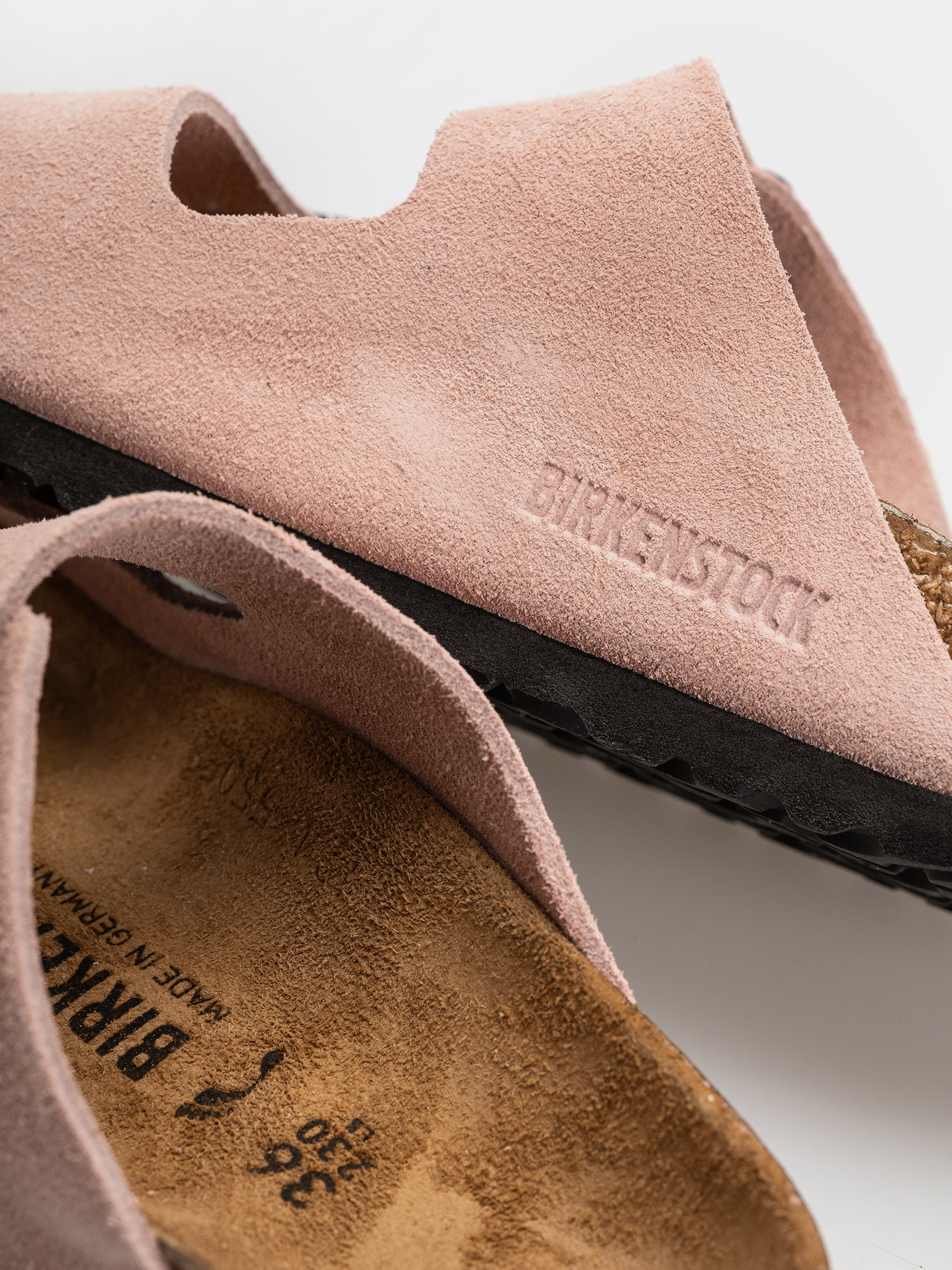 Birkenstock Arizona Suede Leather Narrow Flip-flops (pink clay)