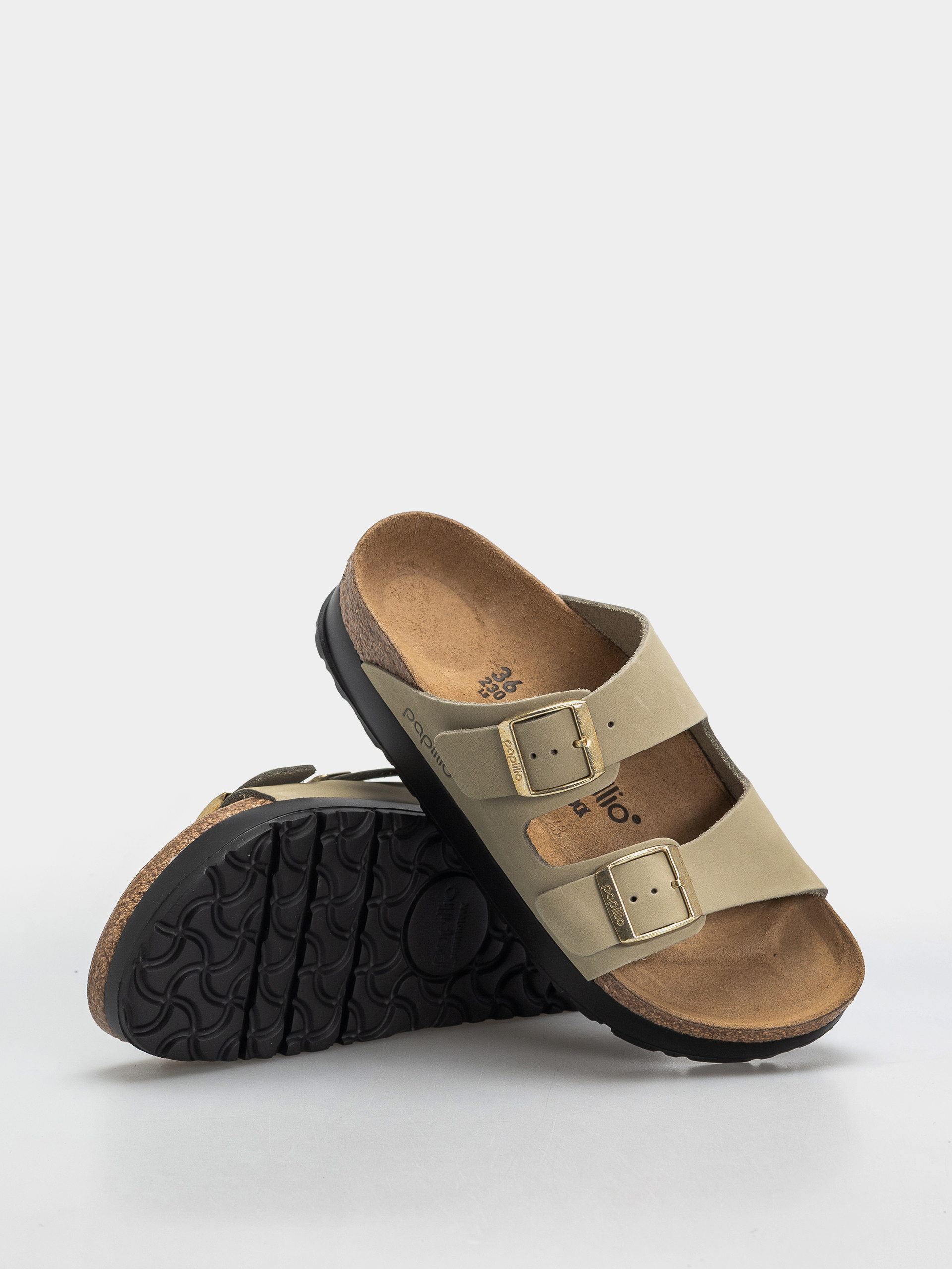 Birkenstock Arizona Flex Platform Nubuck Leather Narrow Wmn Flip Flops (eucalyptus)