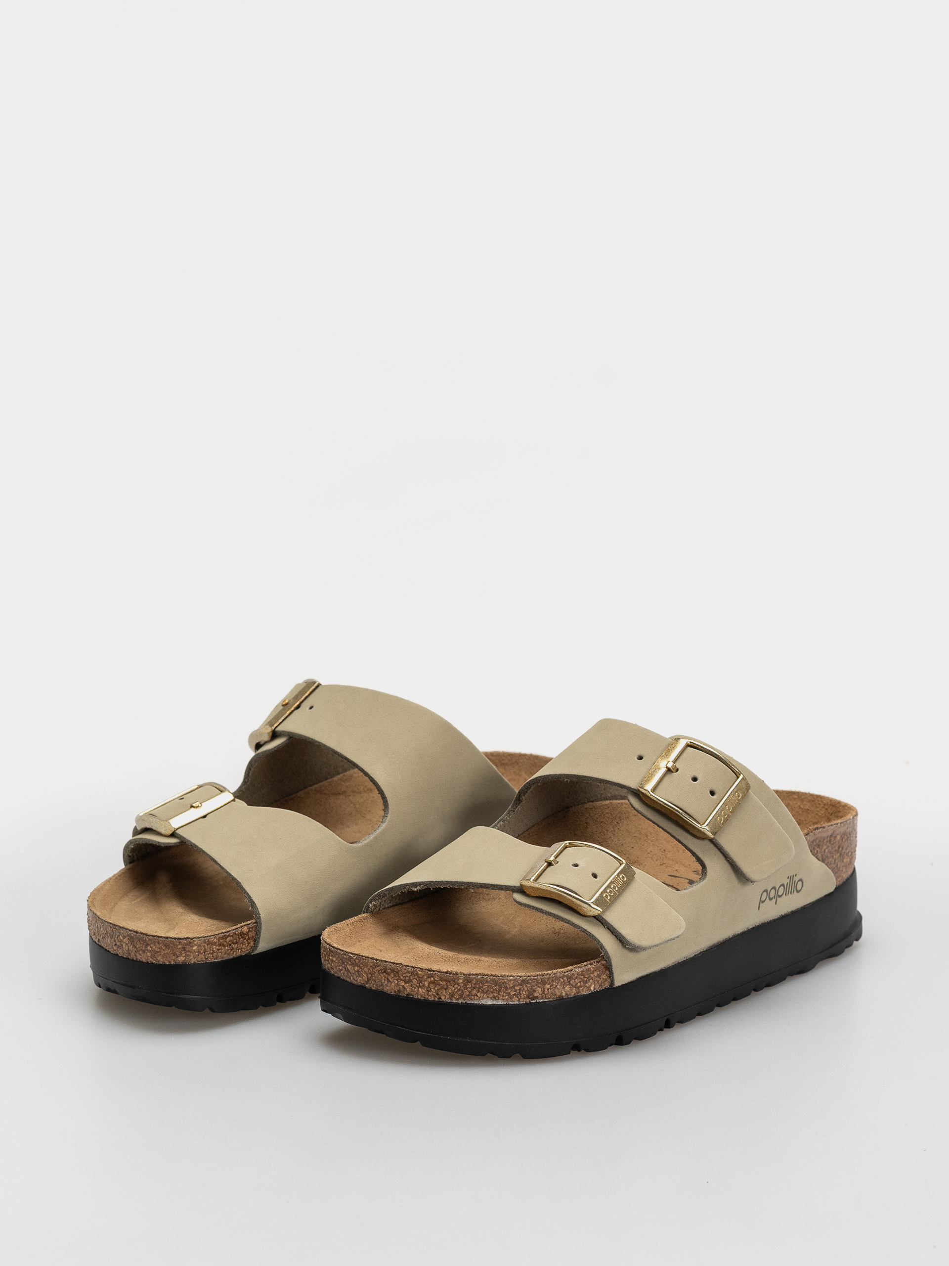 Birkenstock Arizona Flex Platform Nubuck Leather Narrow Wmn Flip-flops (eucalyptus)