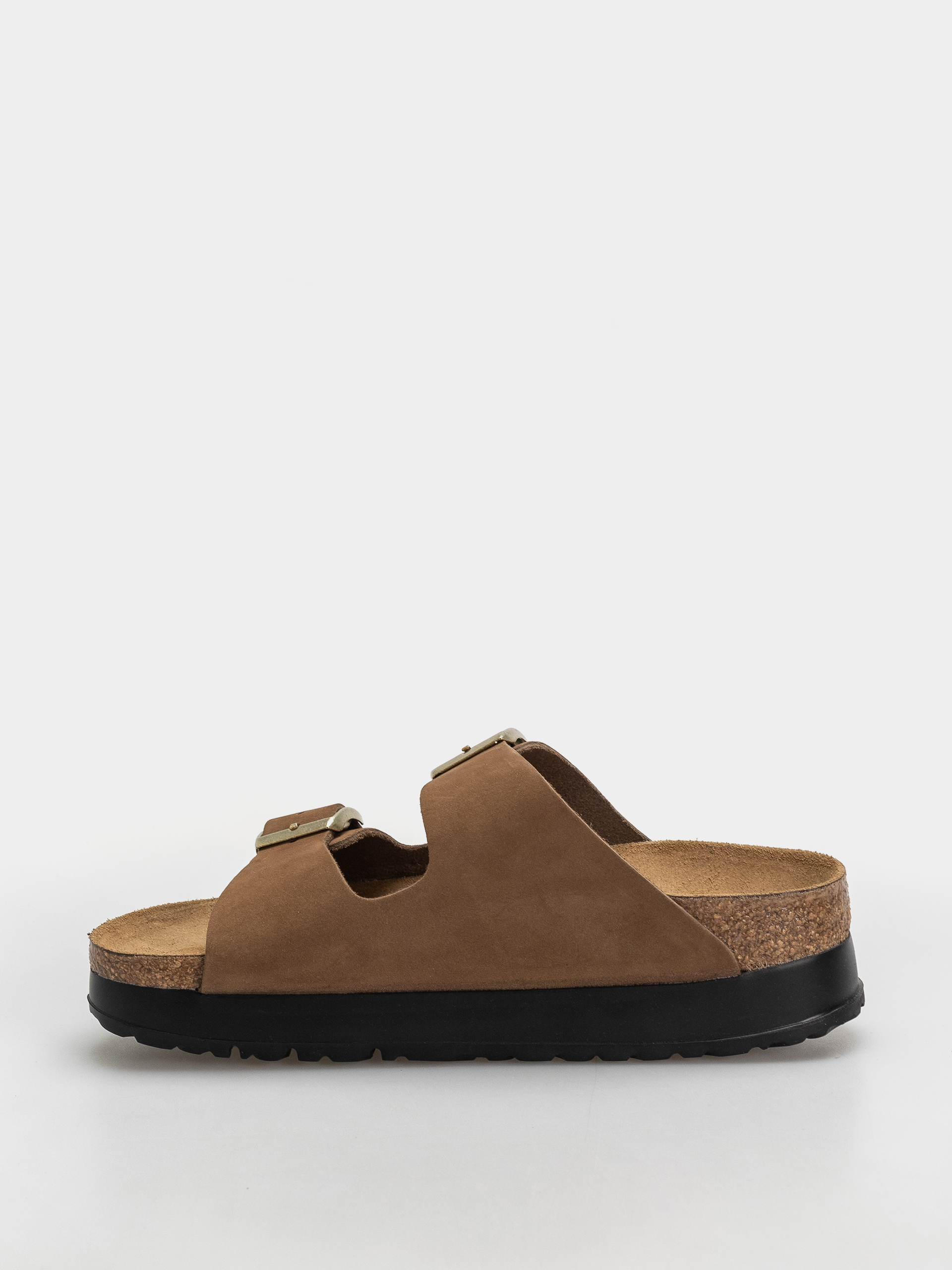 Birkenstock Arizona Flex Platform Nubuck Leather Narrow Wmn Flip-flops (dark tea)