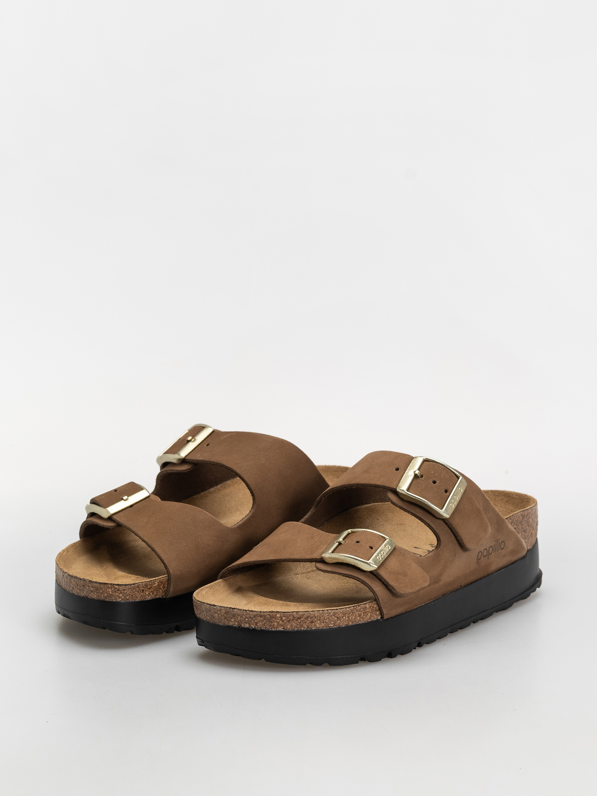 Birkenstock Arizona Flex Platform Nubuck Leather Narrow Wmn Flip Flops (dark tea)