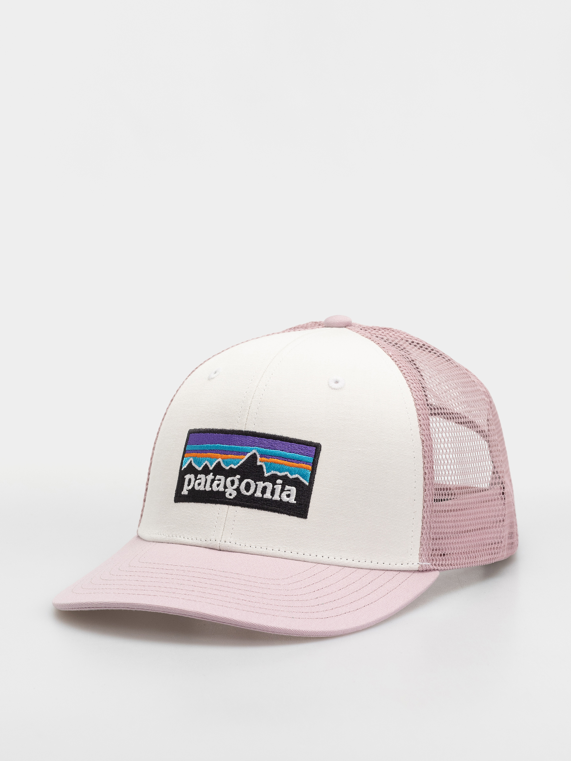 Patagonia P 6 Logo Trucker Cap (white w/quiet violet)