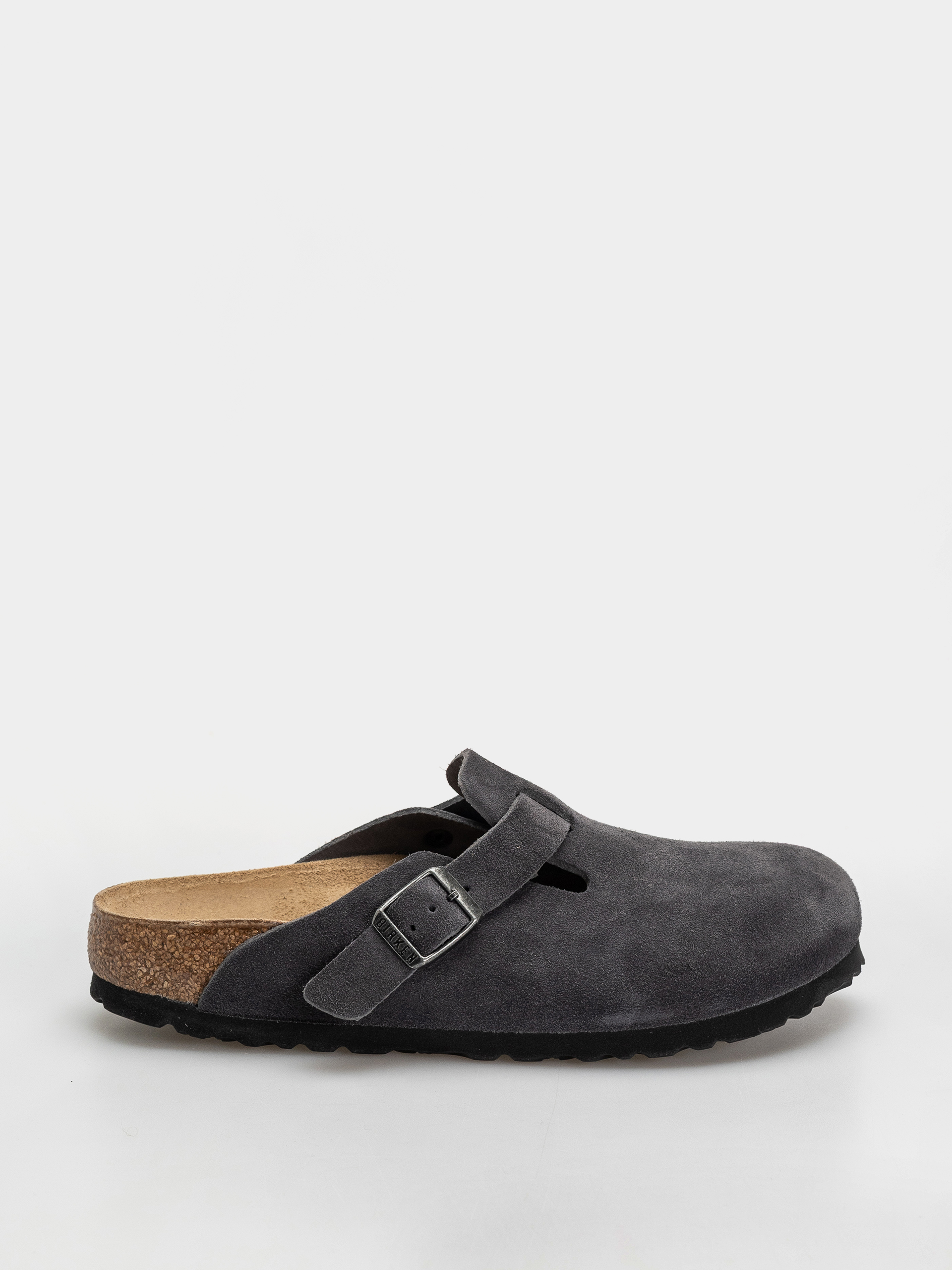 Birkenstock Boston Suede Leather Narrow Flip Flops (charcoal)