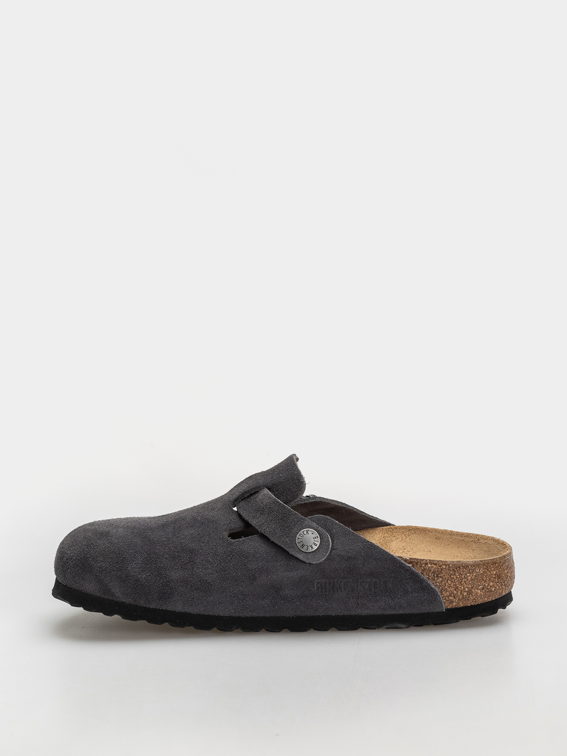 Birkenstock Boston Suede Leather Narrow Flip-flops (charcoal)