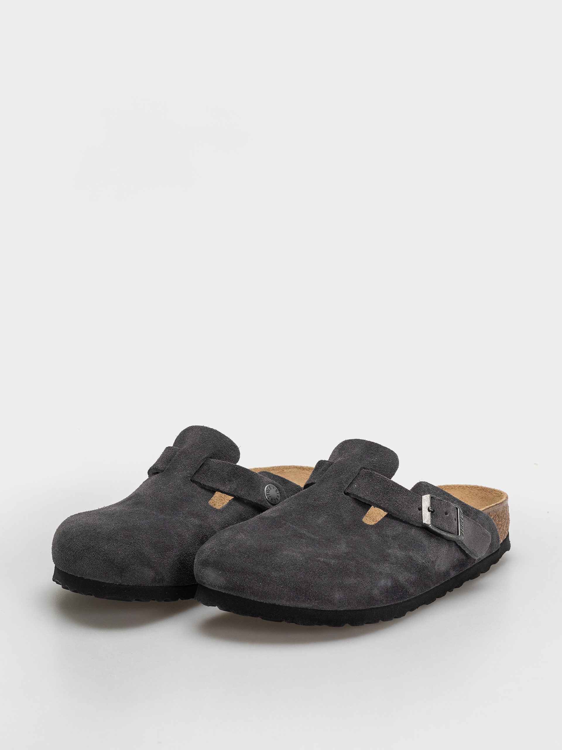 Birkenstock Boston Suede Leather Narrow Flip-flops (charcoal)