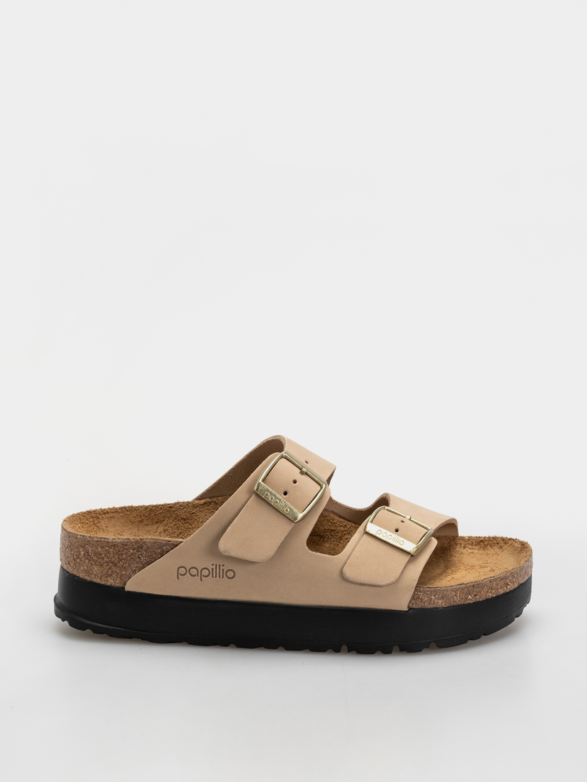 Birkenstock Arizona Flex Platform Nubuck Leather Narrow Wmn Flip-flops (sandcastle)