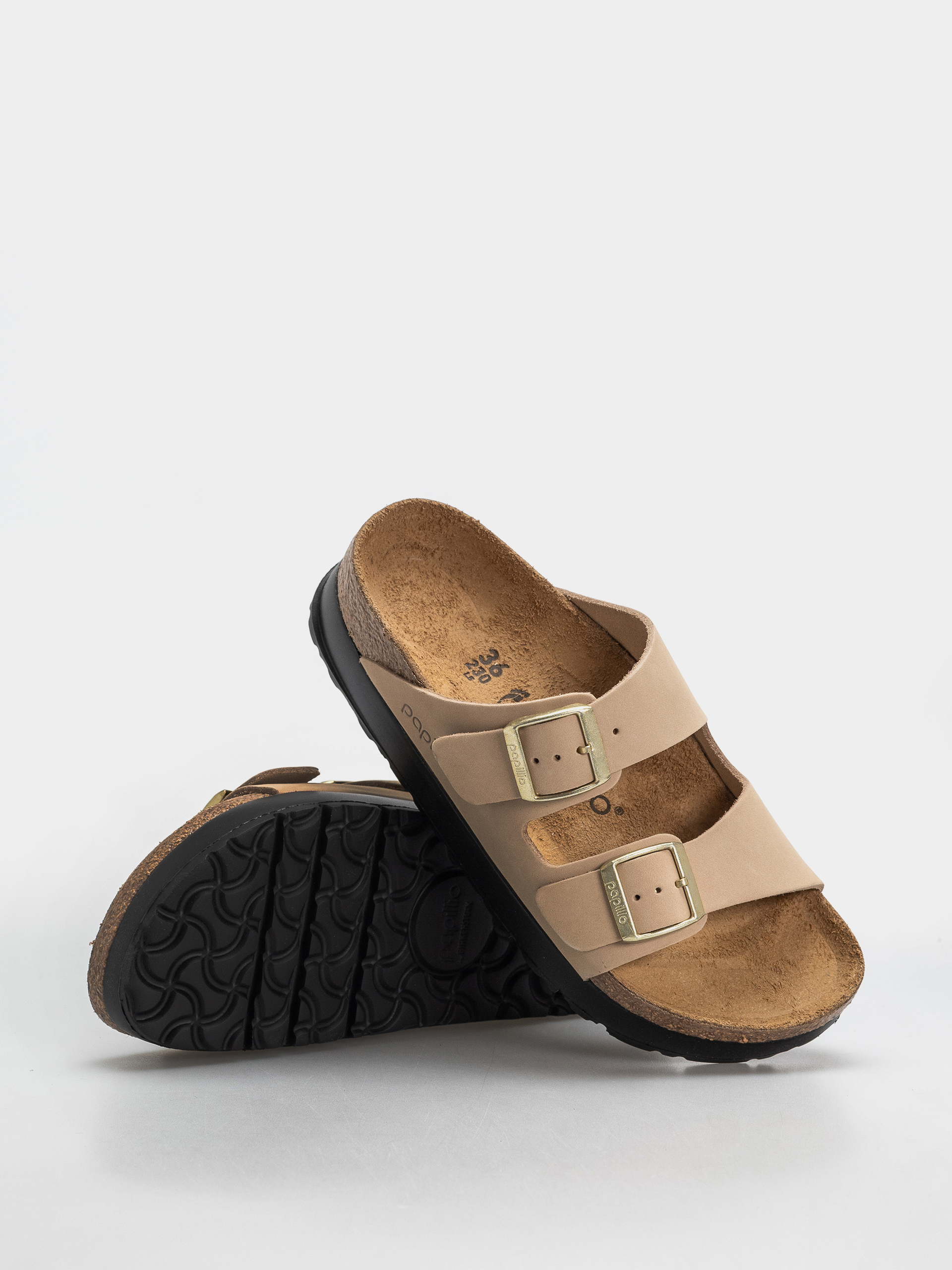 Birkenstock Arizona Flex Platform Nubuck Leather Narrow Wmn Flip Flops (sandcastle)