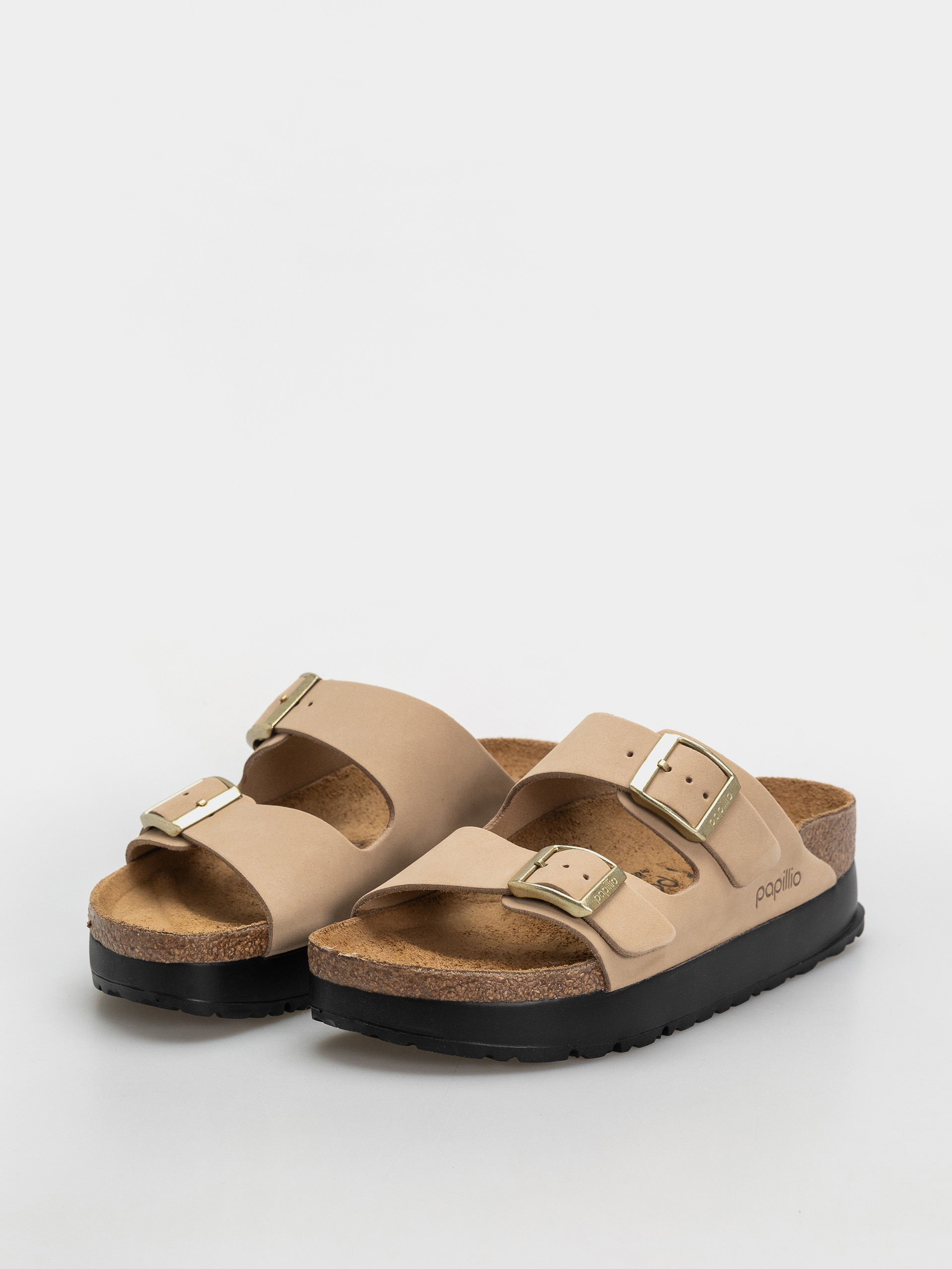 Birkenstock Arizona Flex Platform Nubuck Leather Narrow Wmn Flip Flops (sandcastle)