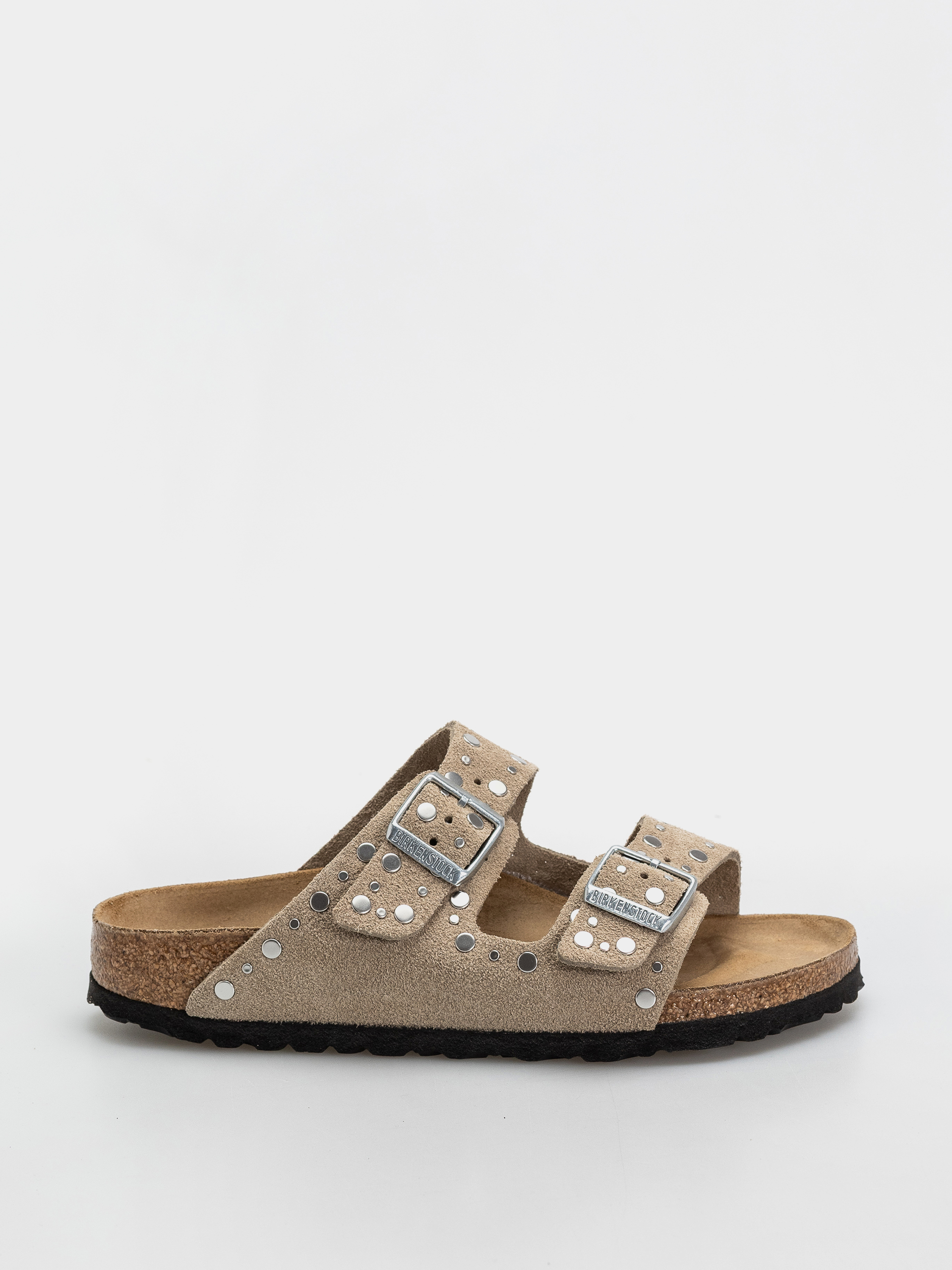 Birkenstock Arizona Rivets Suede Leather Narrow Wmn Flip Flops (taupe)