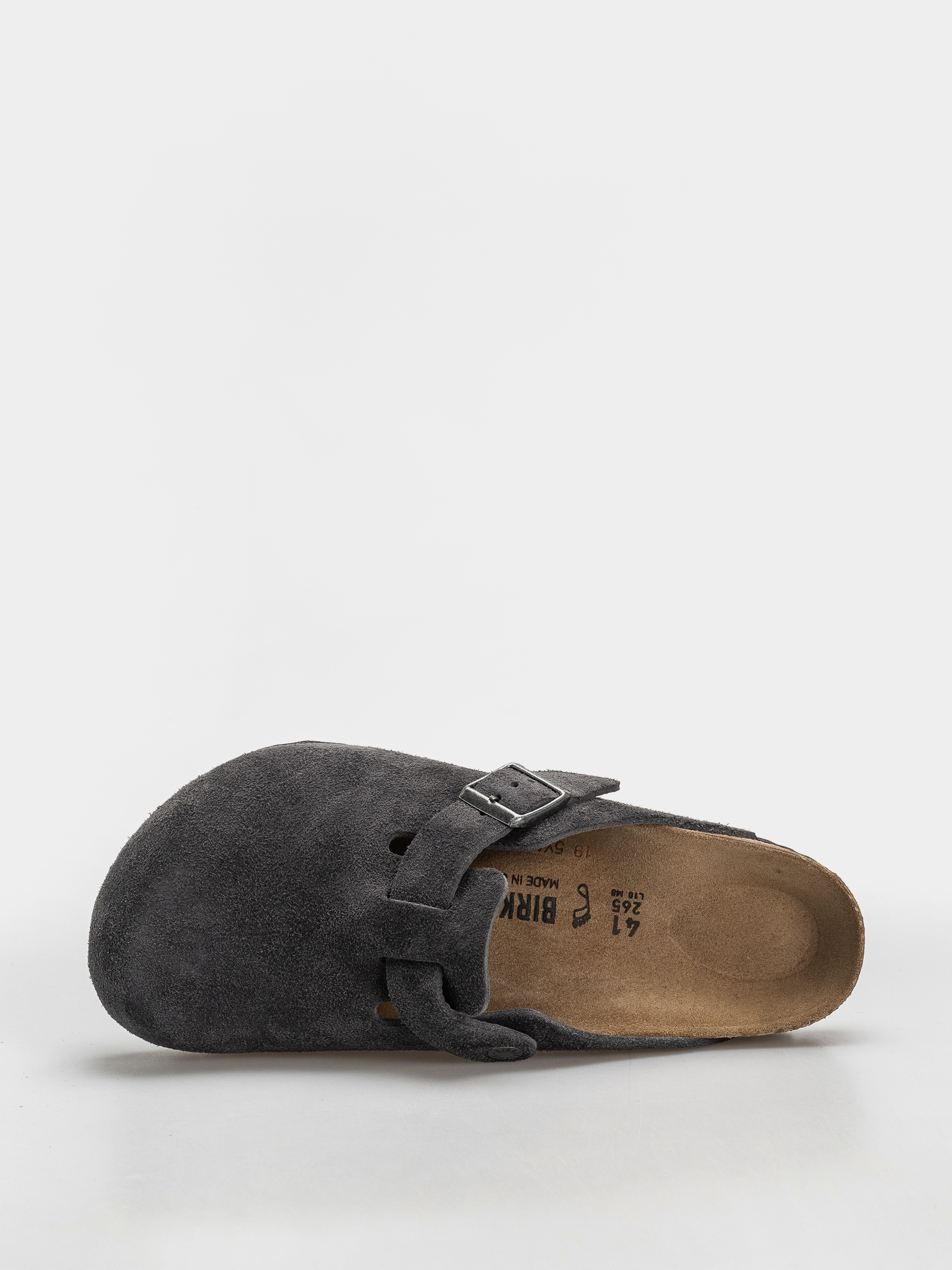 Birkenstock Boston Suede Leather Regular Flip-flops (charcoal)