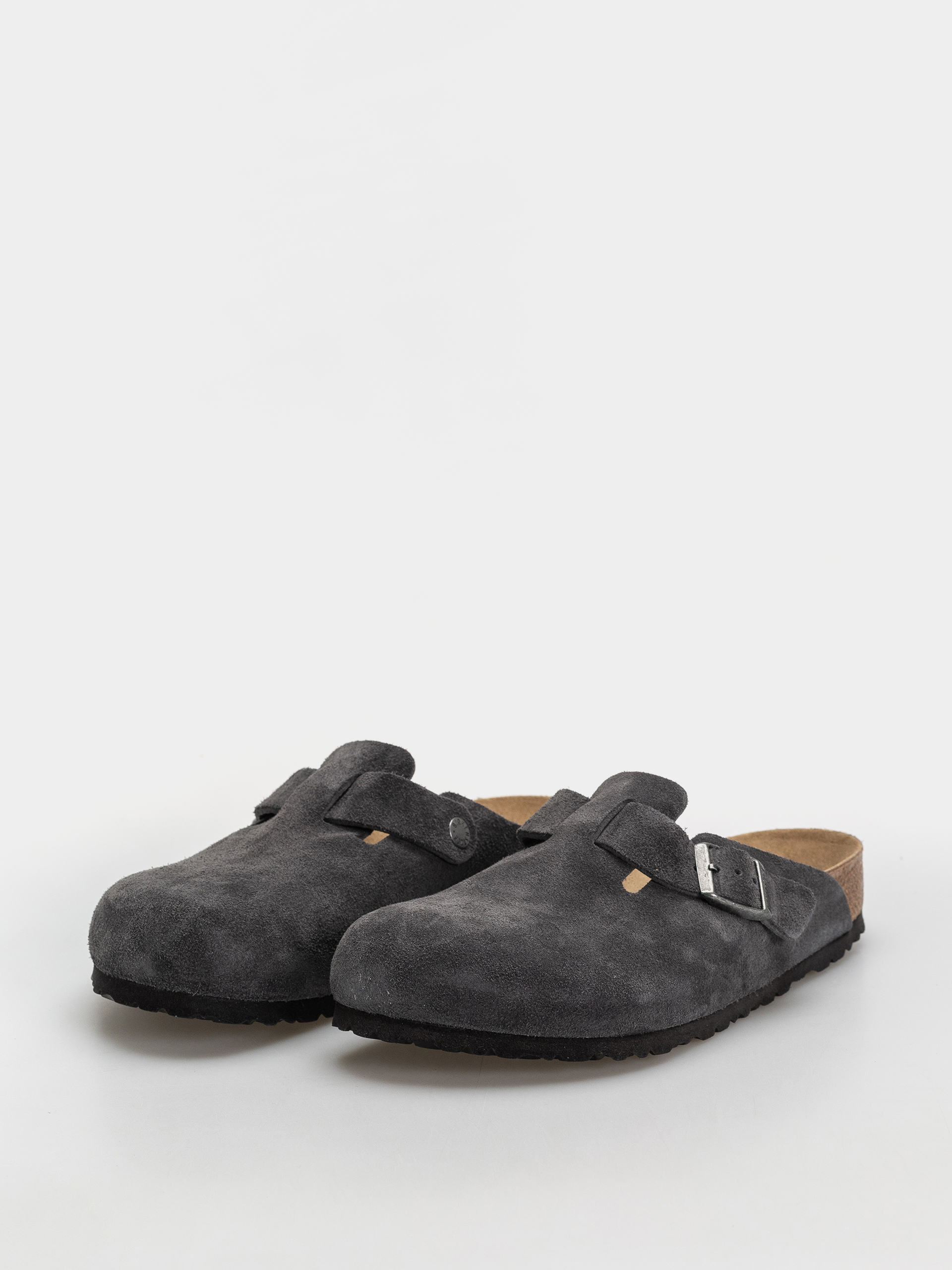 Birkenstock Boston Suede Leather Regular Flip-flops (charcoal)