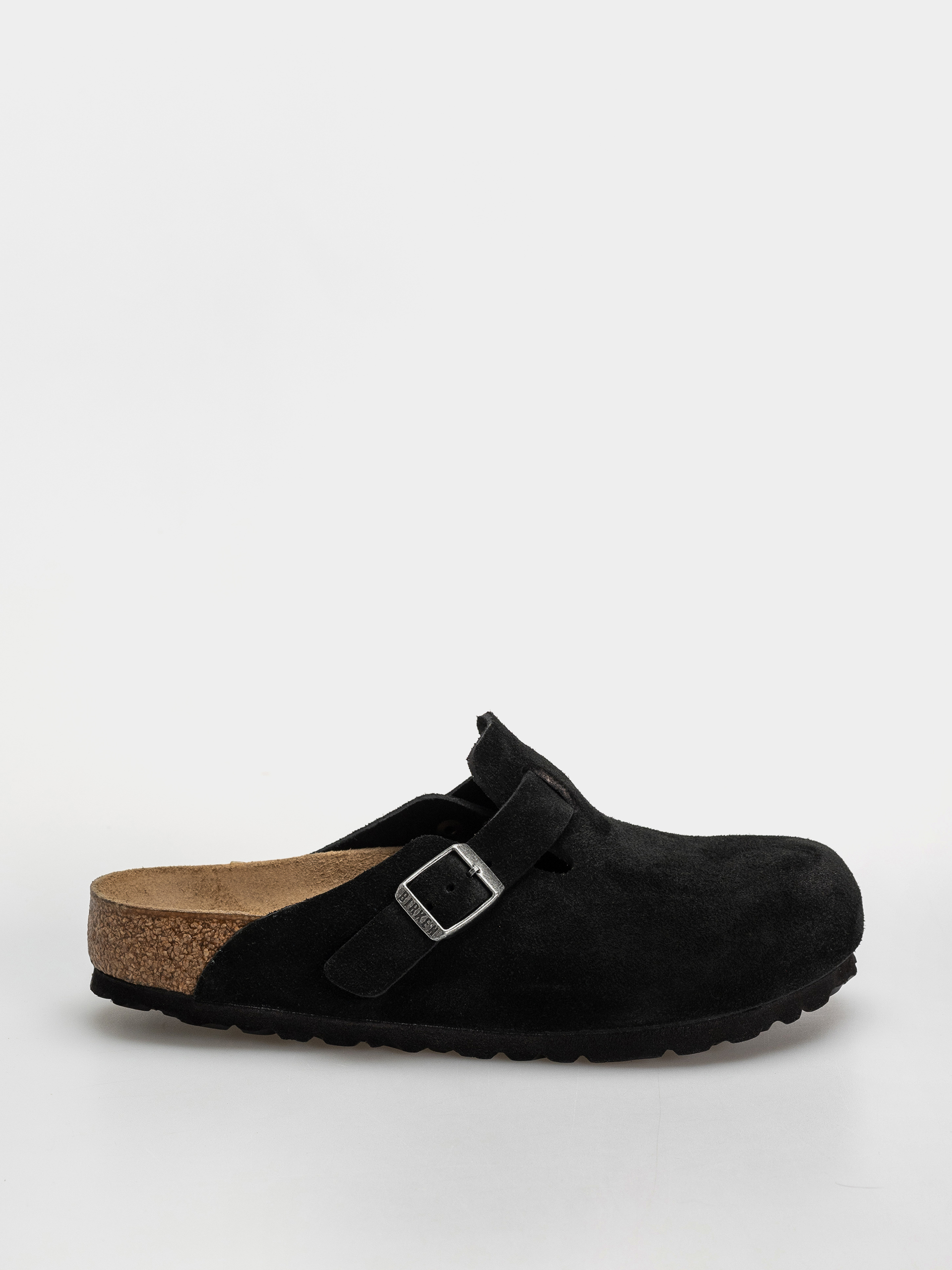 Birkenstock Boston Suede Leather Regular Flip Flops (black)