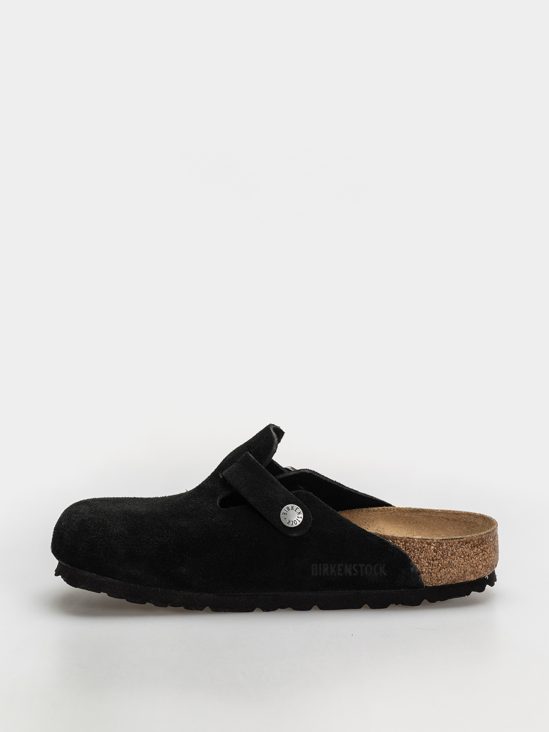 Birkenstock Boston Suede Leather Regular Flip-flops (black)