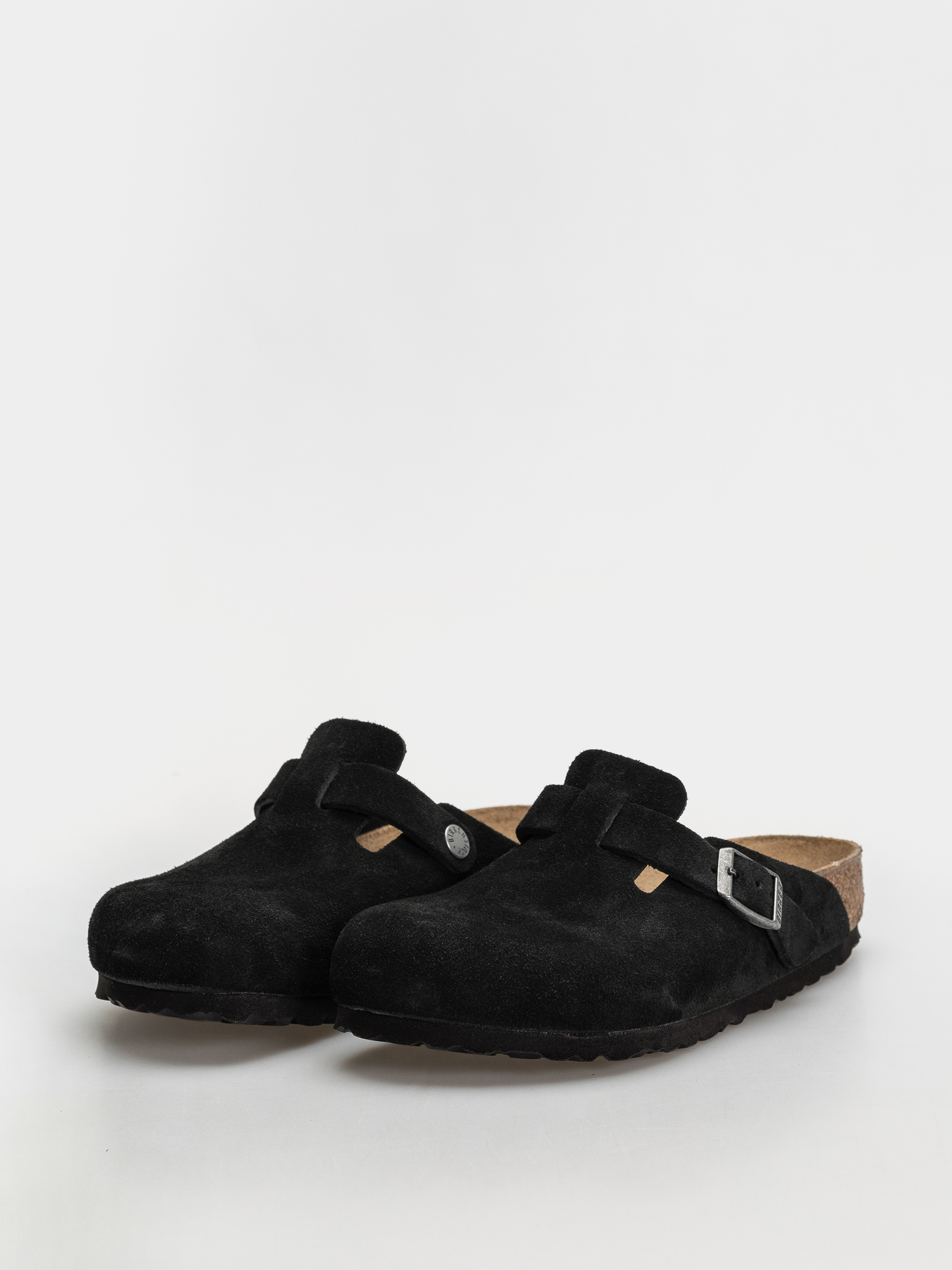 Birkenstock Boston Suede Leather Regular Flip Flops (black)