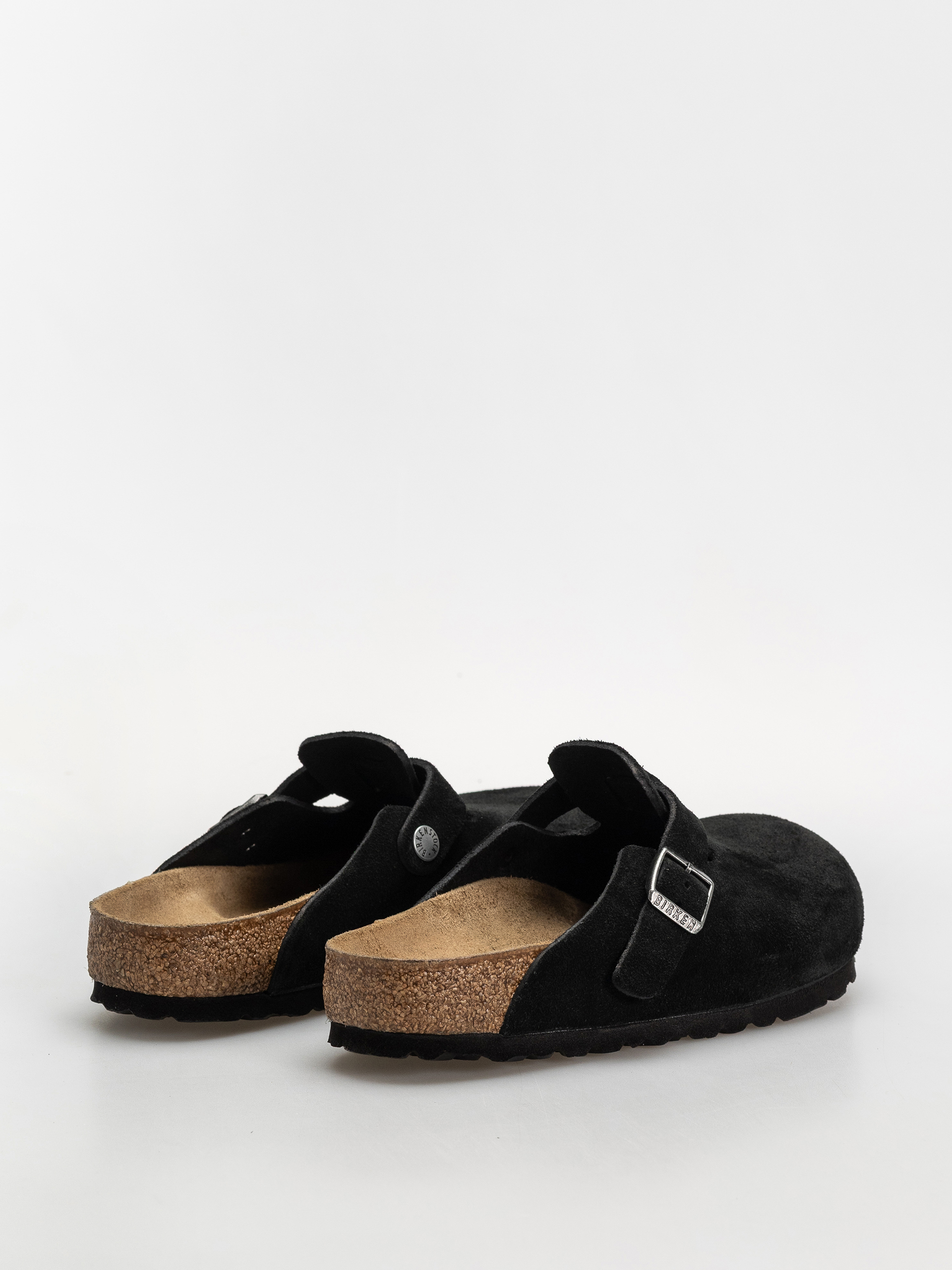 Birkenstock Boston Suede Leather Regular Flip-flops (black)