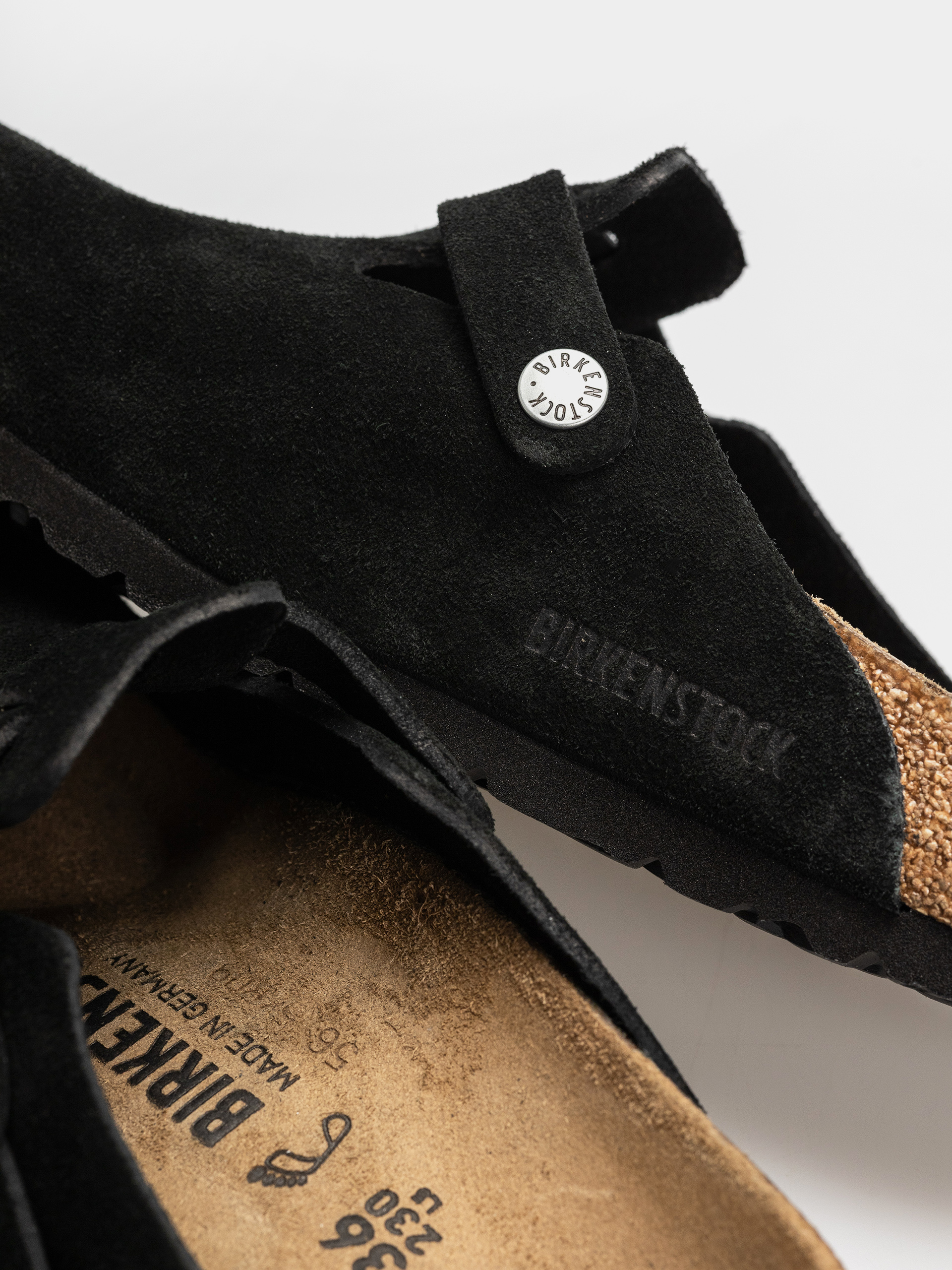 Birkenstock Boston Suede Leather Regular Flip-flops (black)