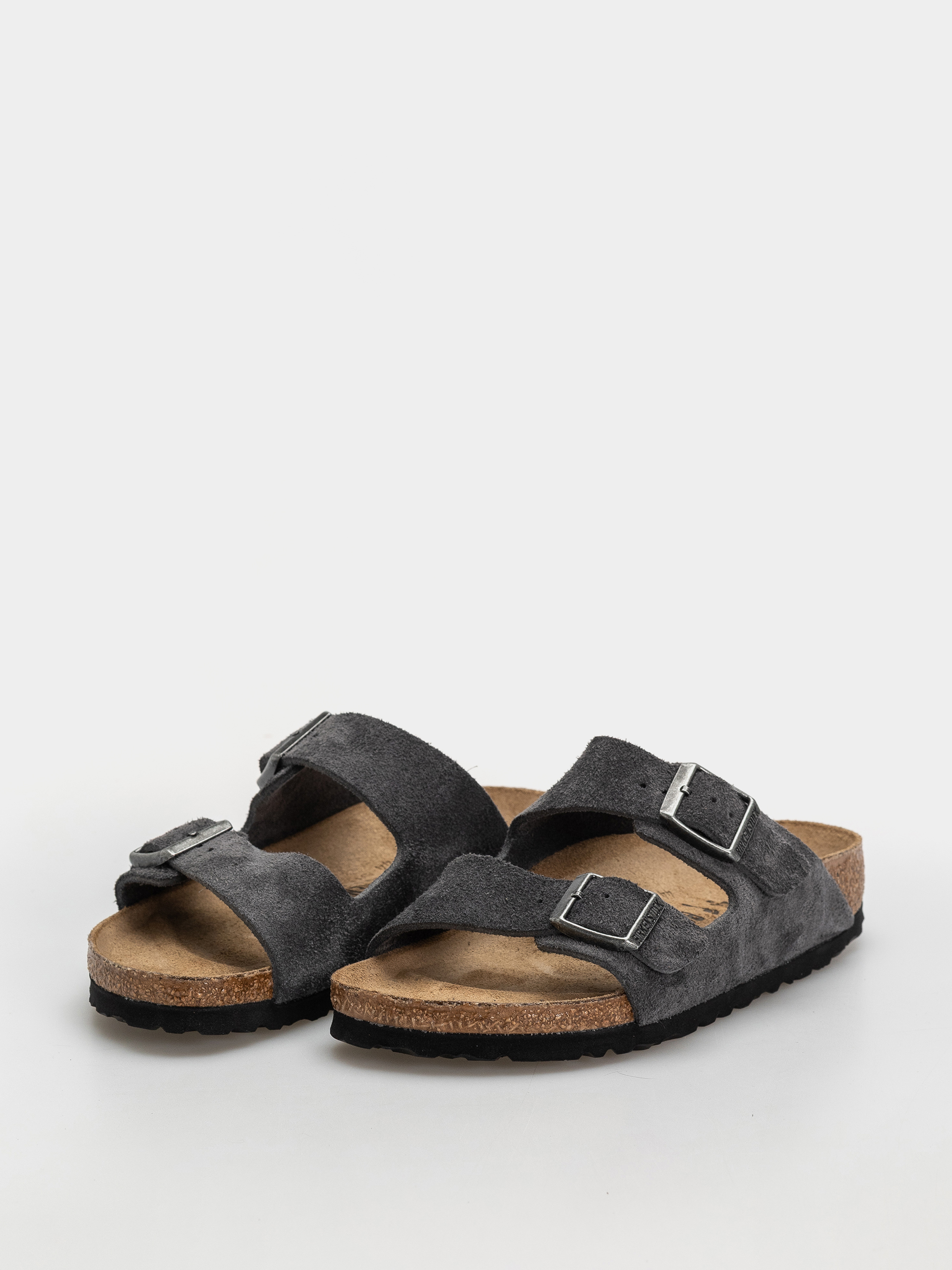 Birkenstock Arizona Suede Leather Narrow Flip-flops (charcoal)