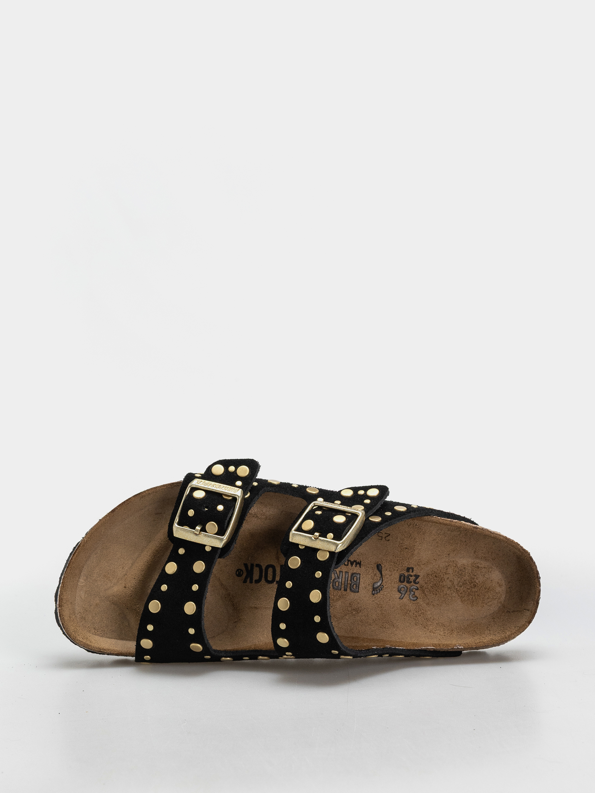 Birkenstock Arizona Rivets Suede Leather Narrow Wmn Flip-flops (black)