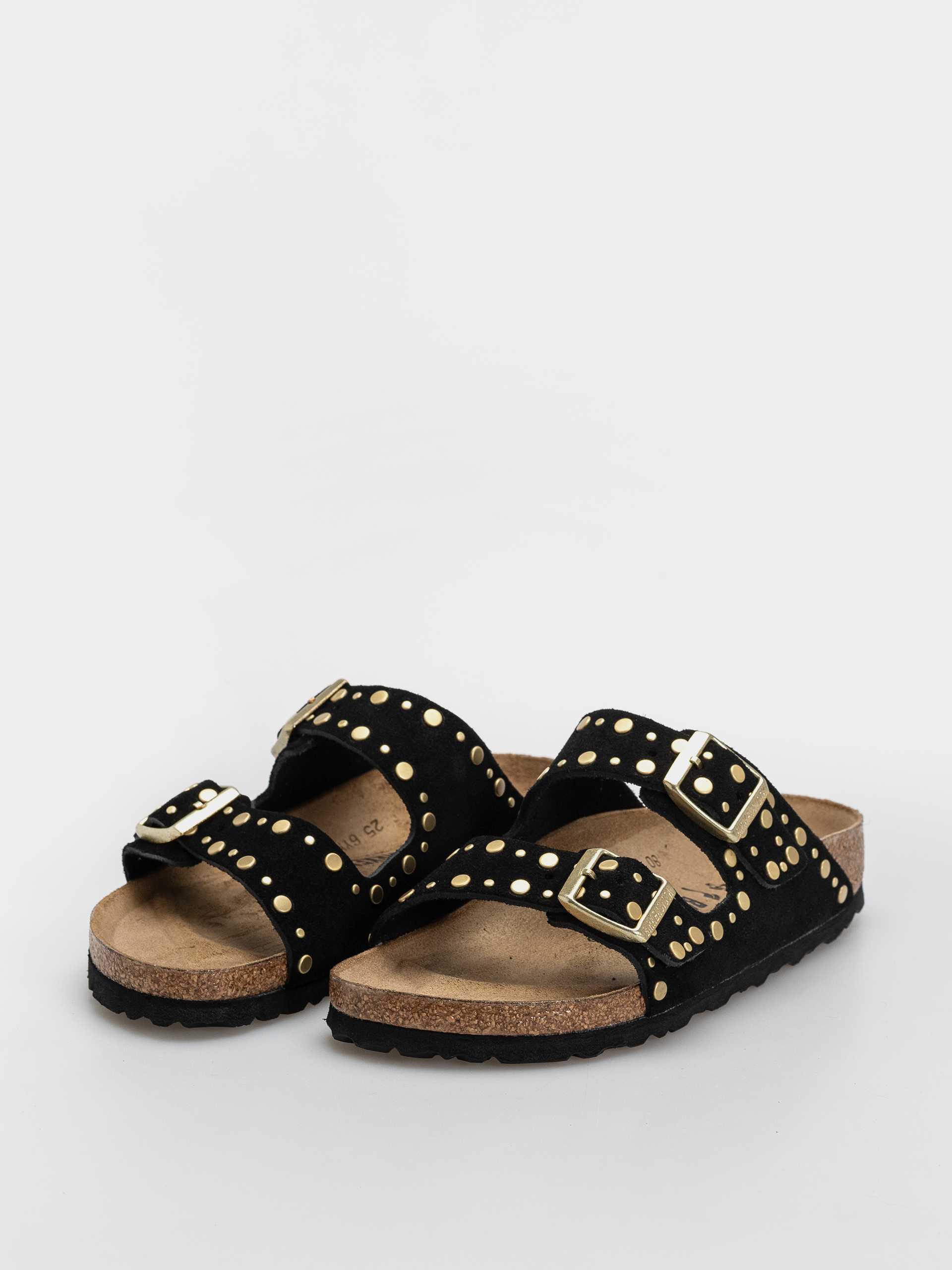 Birkenstock Arizona Rivets Suede Leather Narrow Wmn Flip-flops (black)