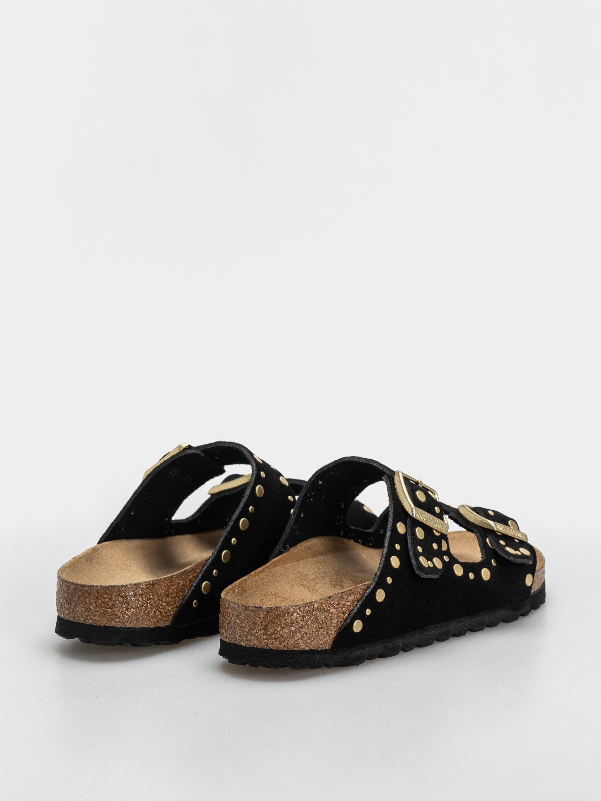 Birkenstock Arizona Rivets Suede Leather Narrow Wmn Flip Flops (black)