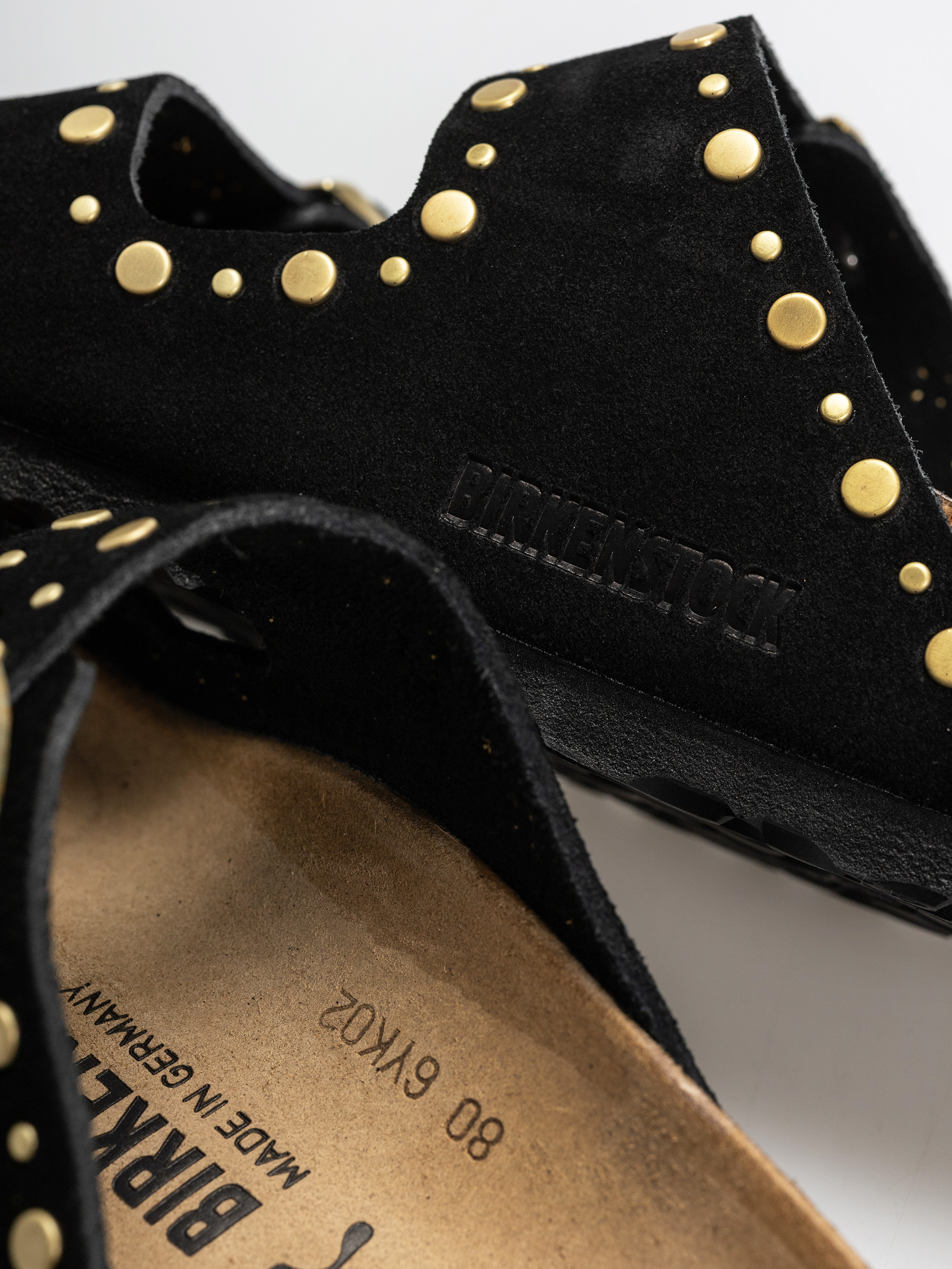 Birkenstock Arizona Rivets Suede Leather Narrow Wmn Flip-flops (black)