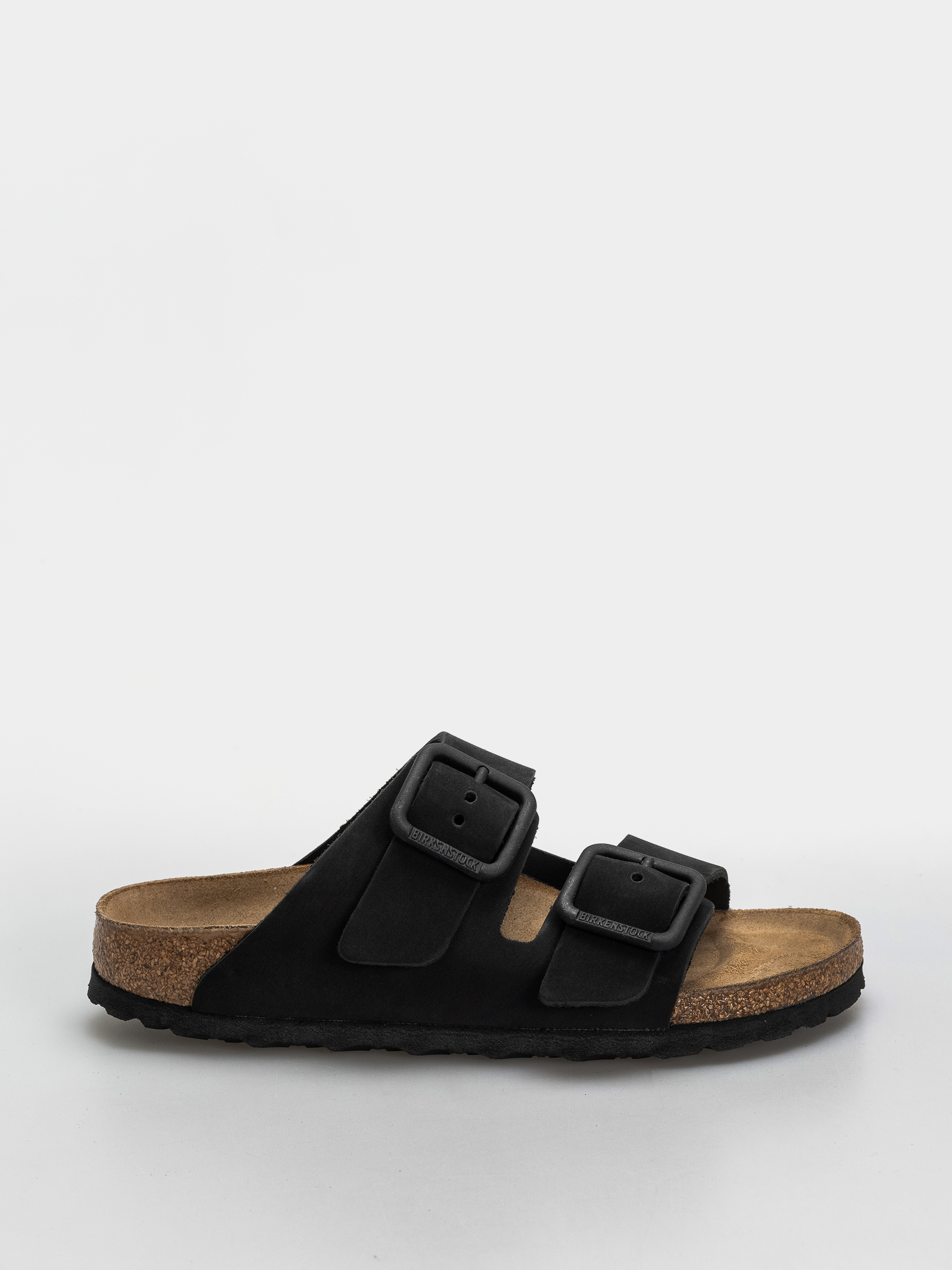 Birkenstock Arizona Wire Buckle Nubuck Leather Narrow Flip Flops (black)