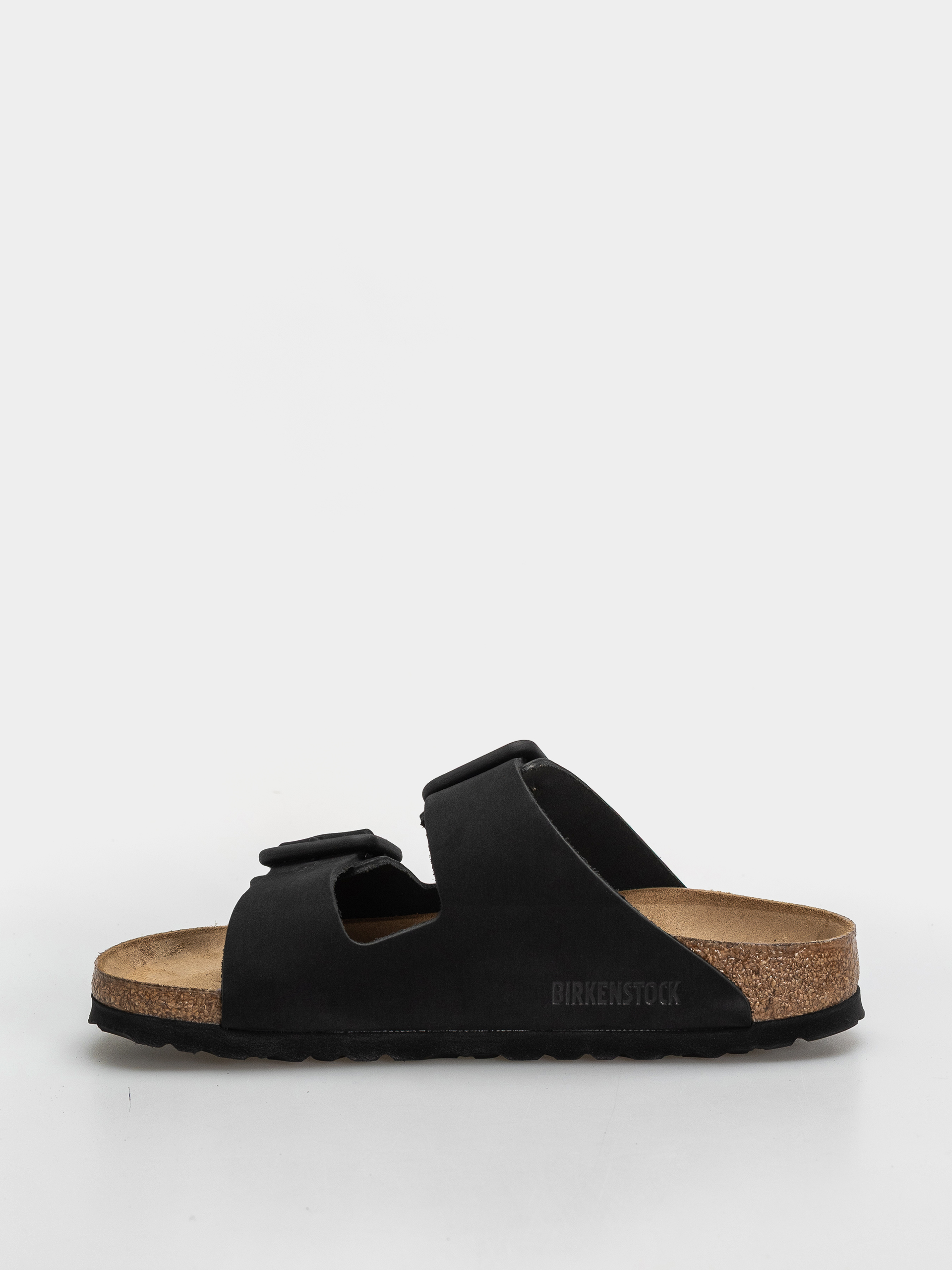 Birkenstock Arizona Wire Buckle Nubuck Leather Narrow Flip Flops (black)